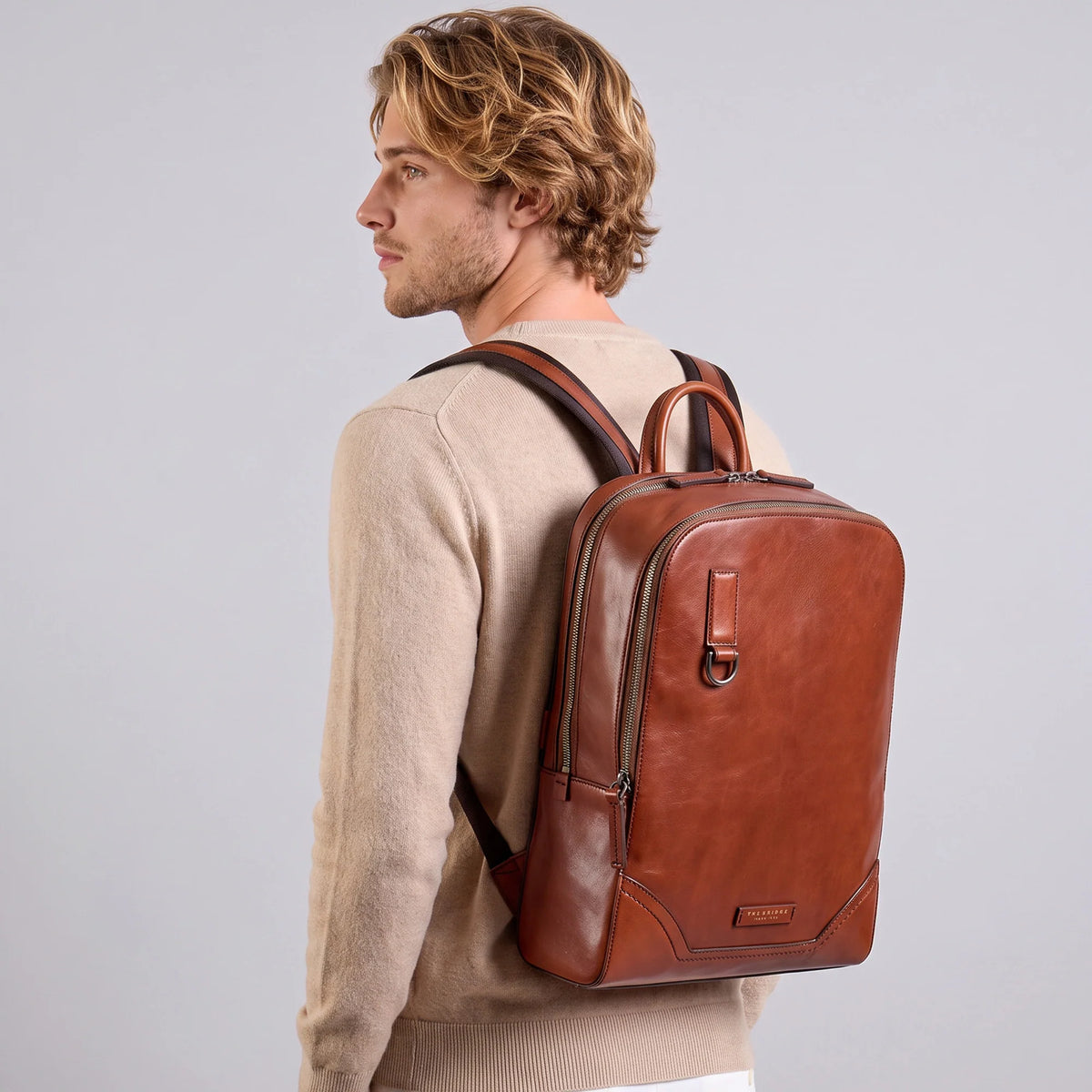 Zaino in pelle porta pc uomo due zip