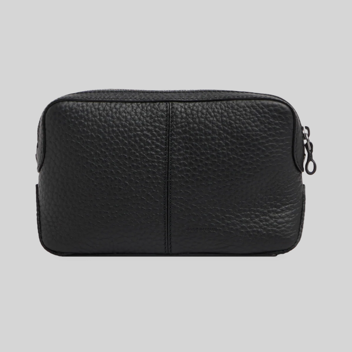 Pochette da polso LIBUTTI in pelle nera martellata con chiusura a zip, design compatto ed elegante