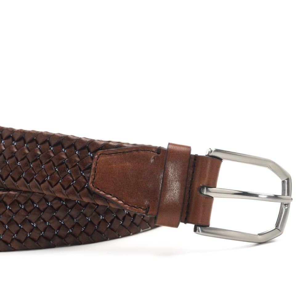 cintura da uomo in pelle con design a intreccio