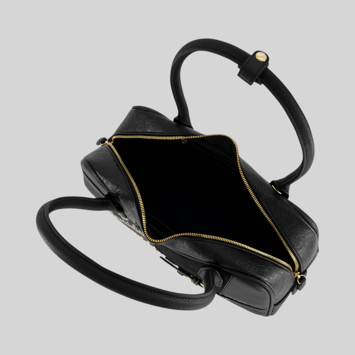 Bauletto LIBUTTI Amy nero con manici, chiusura zip dorata e design strutturato visto dall'alto