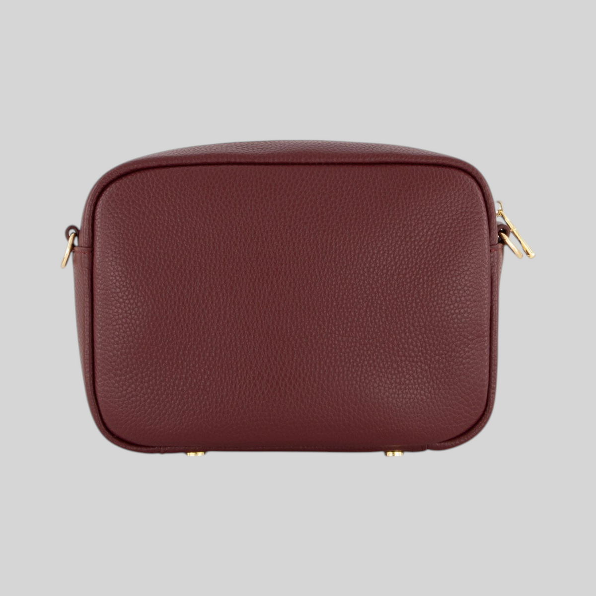 Borsa a tracolla LIBUTTI Dolly color bordeaux in pelle martellata con dettagli dorati, vista frontale.