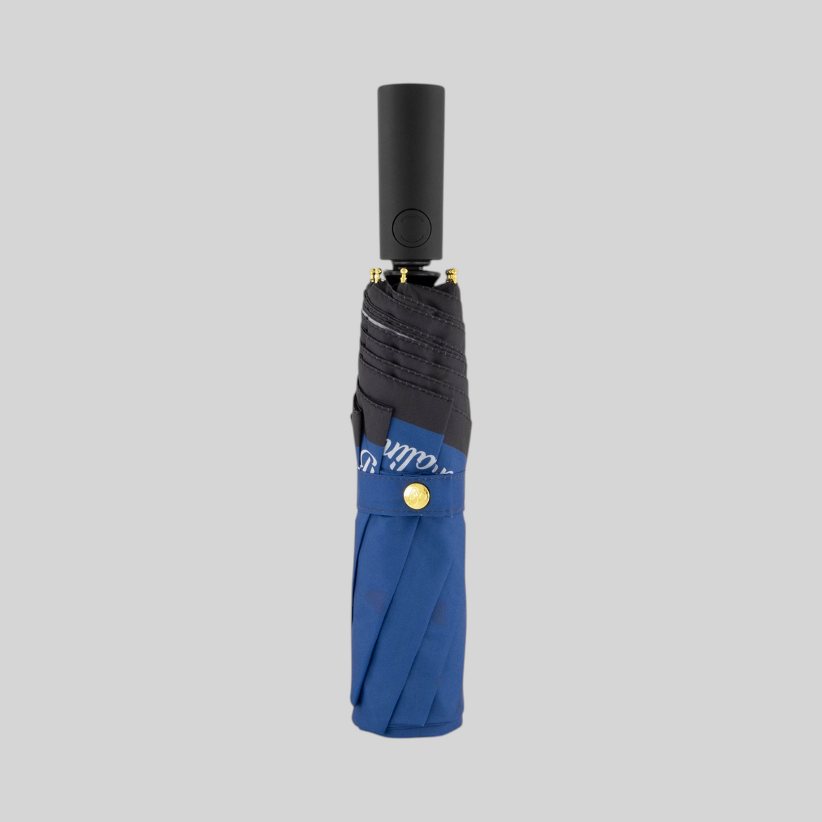 Ombrello pieghevole LIBUTTI collezione Cartoline Roma blu con manico nero e dettagli dorati