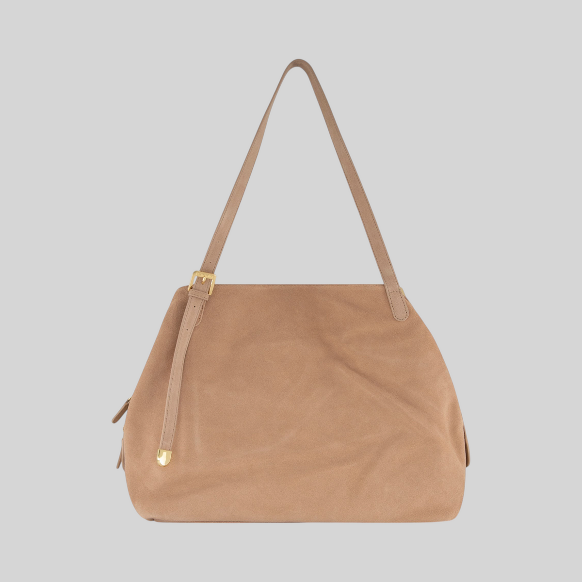 Borsa a spalla LIBUTTI modello Braccialini Sara in pelle scamosciata color cuoio con dettagli dorati