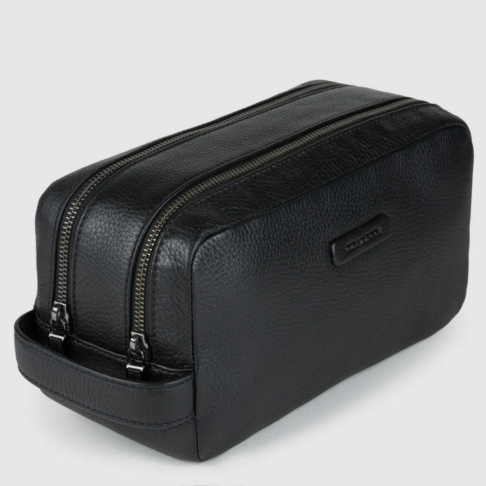 Beauty case uomo in pelle a due scomparti