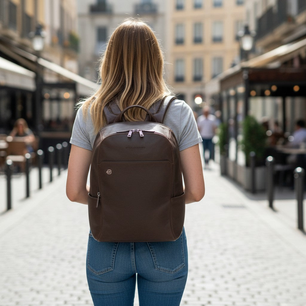 Zaino in pelle porta pc porta PC 15,6"