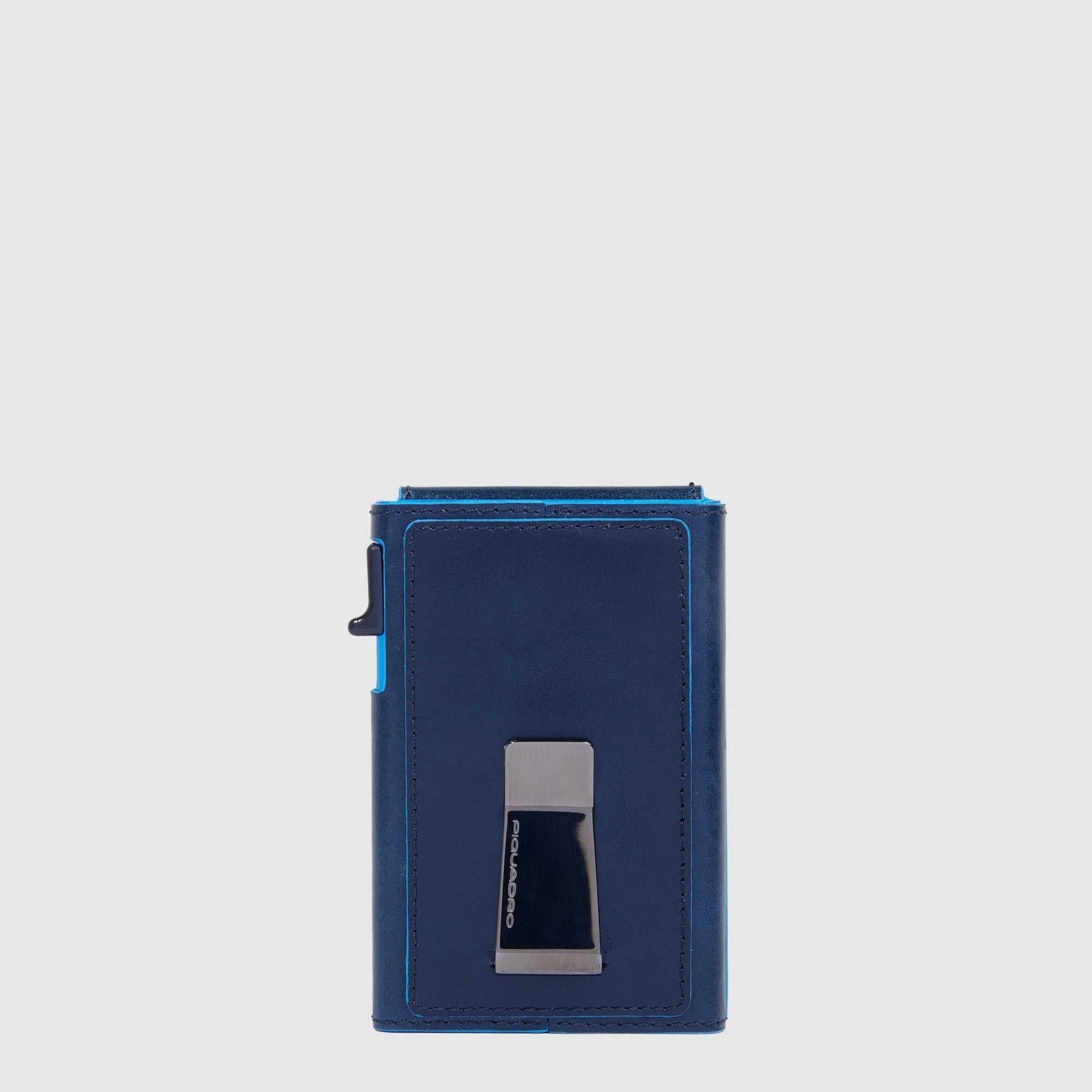 Porta carte di credito,pelle meccanismo in metallo