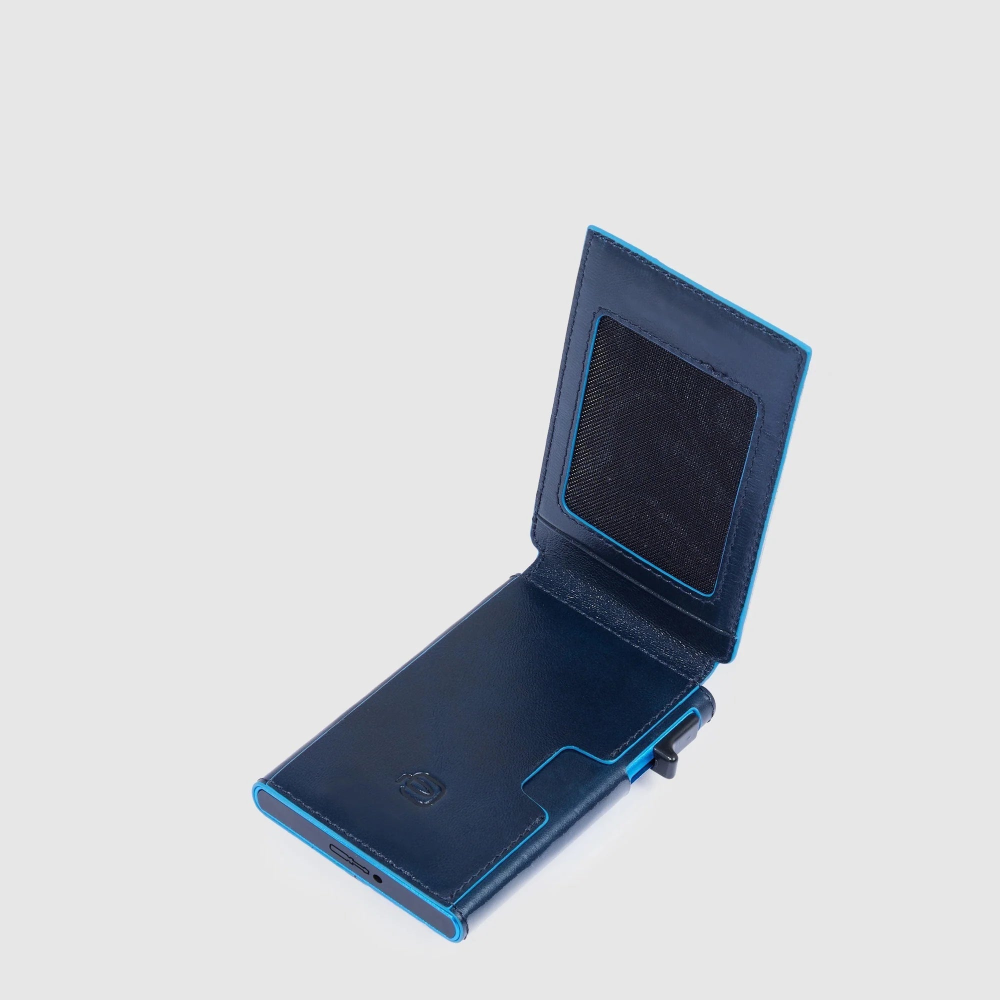 Porta carte di credito,pelle meccanismo in metallo