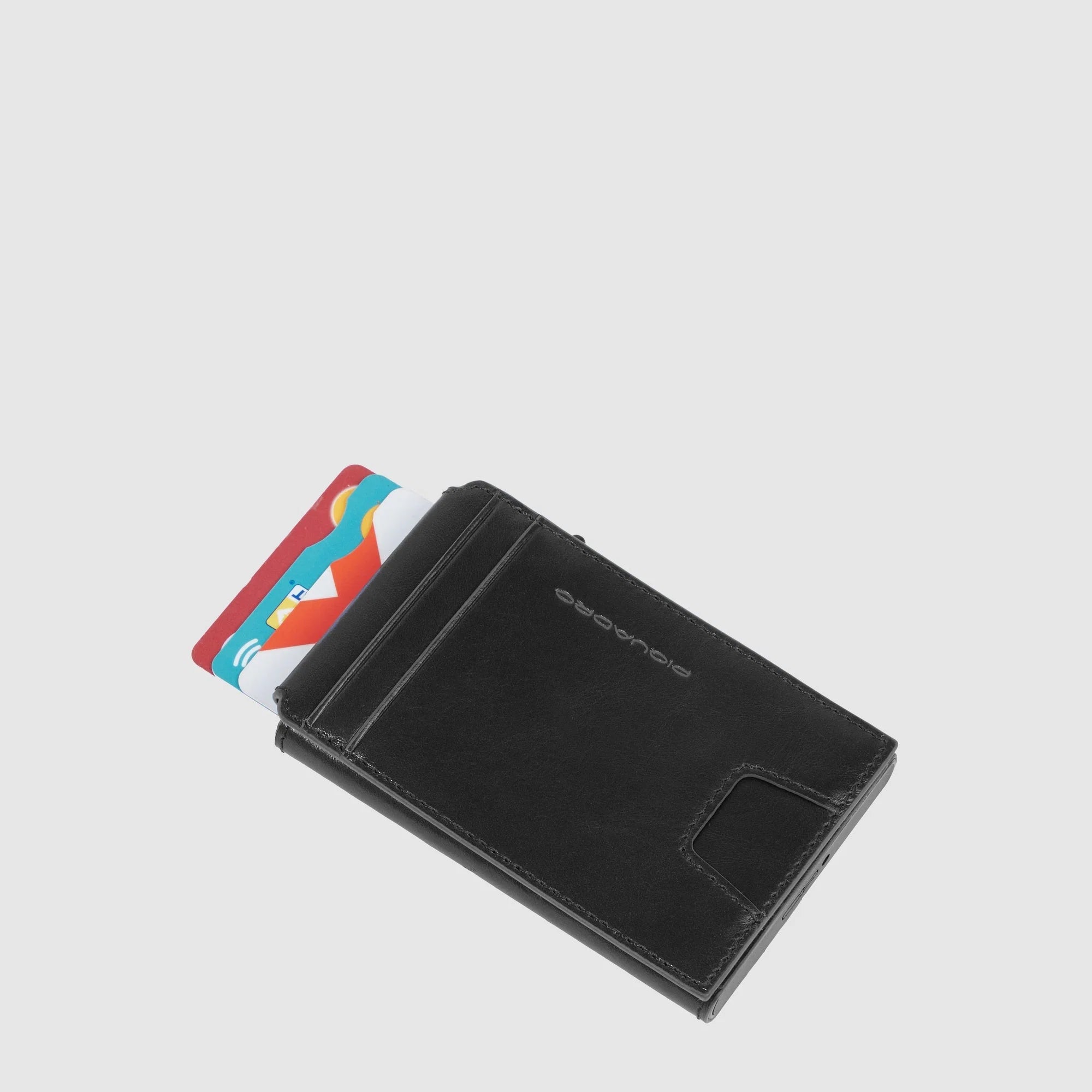 Porta carte di credito,pelle meccanismo in metallo