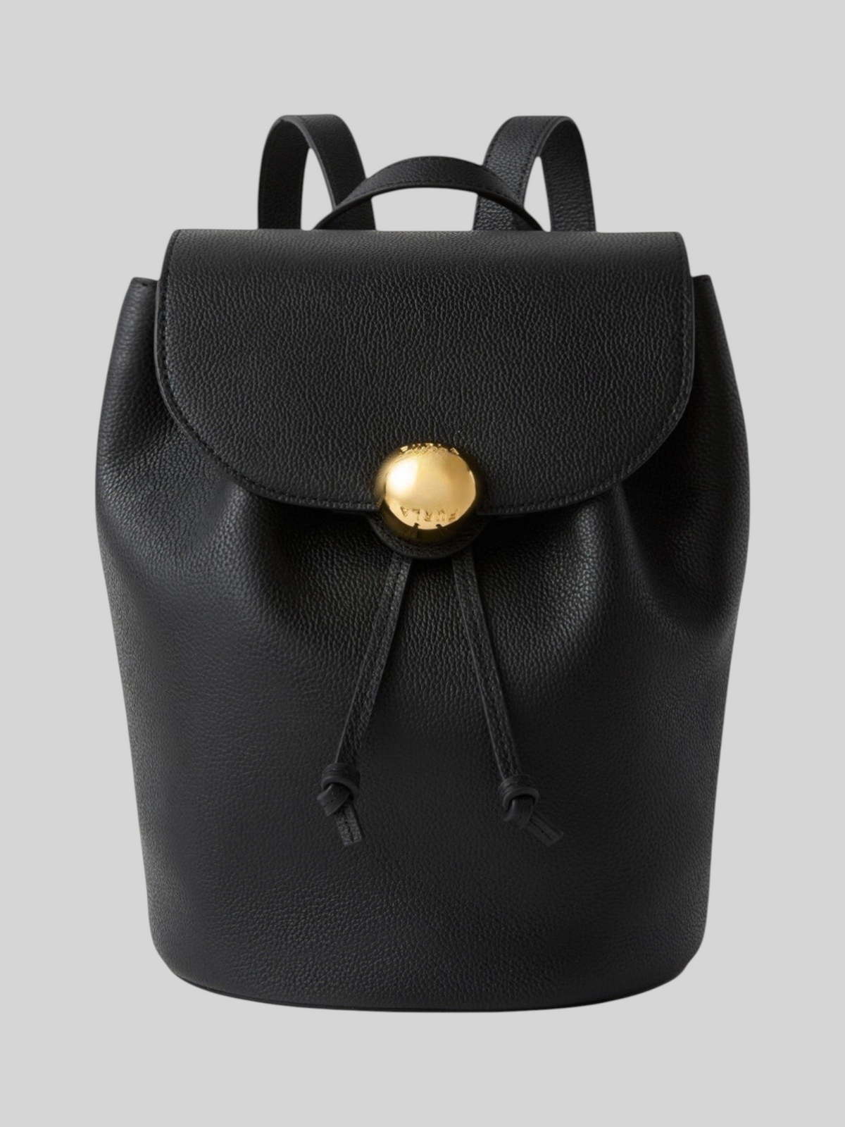 Zaino LIBUTTI Furla Moonlight S in pelle nera con chiusura a bottone dorato e coulisse