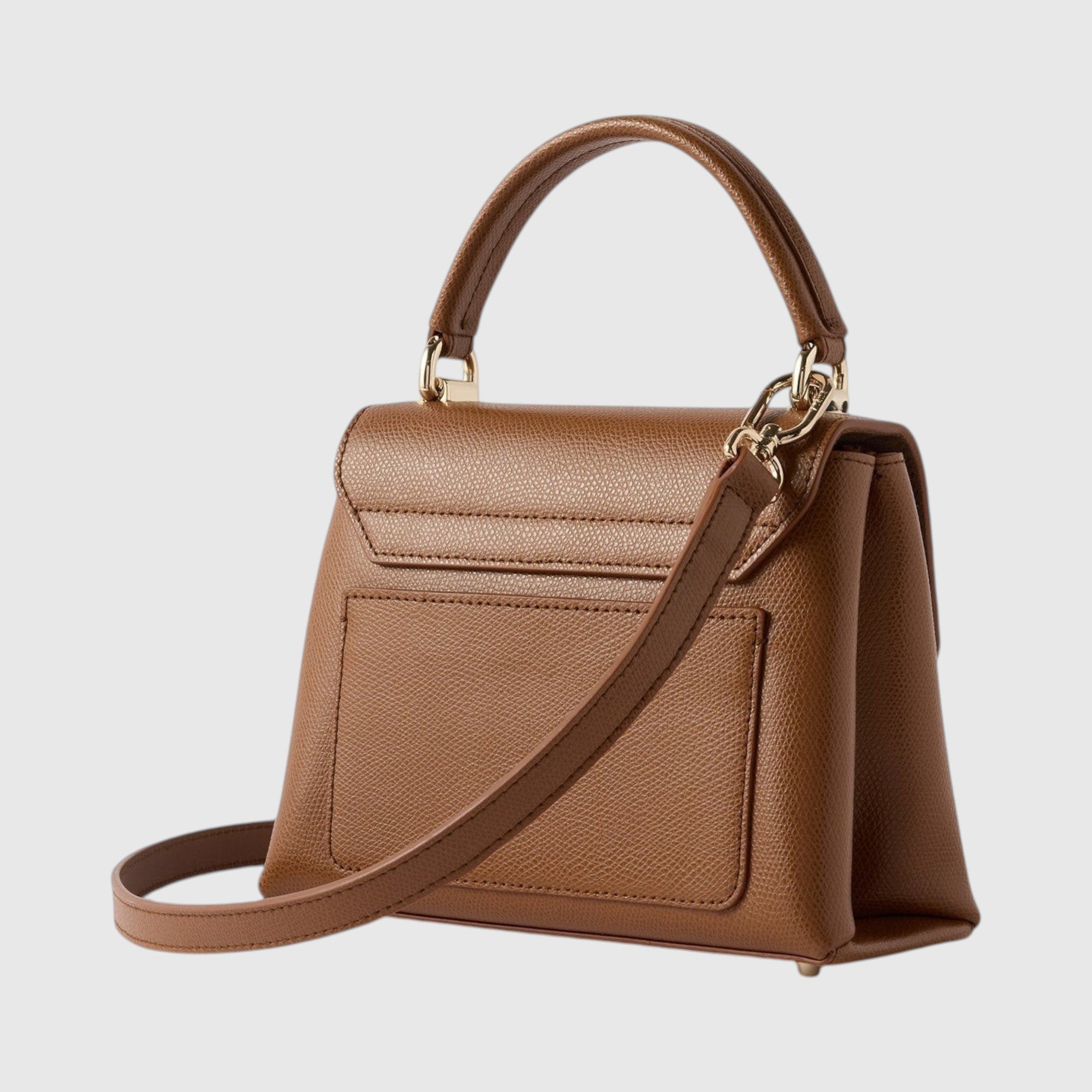 Borsa a mano mini LIBUTTI Furla 1927 in pelle marrone granata con tracolla rimovibile e tasca posteriore esterna