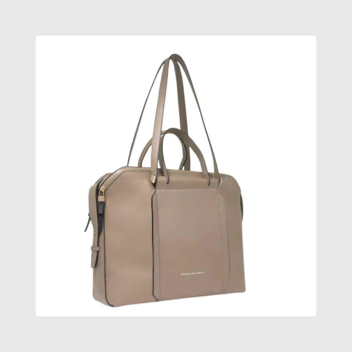 Borsa professionale LIBUTTI in pelle tortora per PC 14 pollici con tre scomparti e manici ergonomici