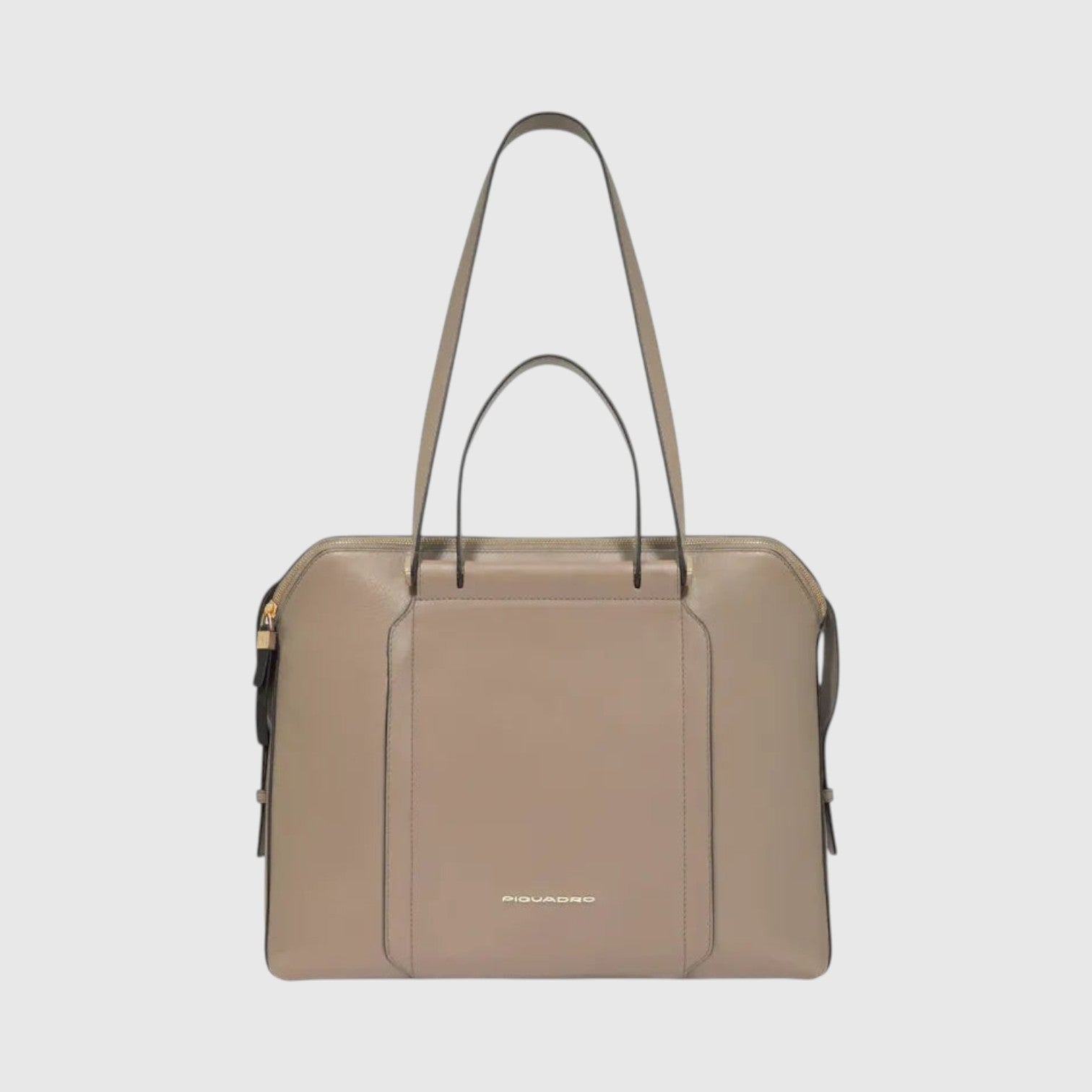 Borsa professionale LIBUTTI in pelle color tortora con scomparti imbottiti per laptop 14 pollici e iPad