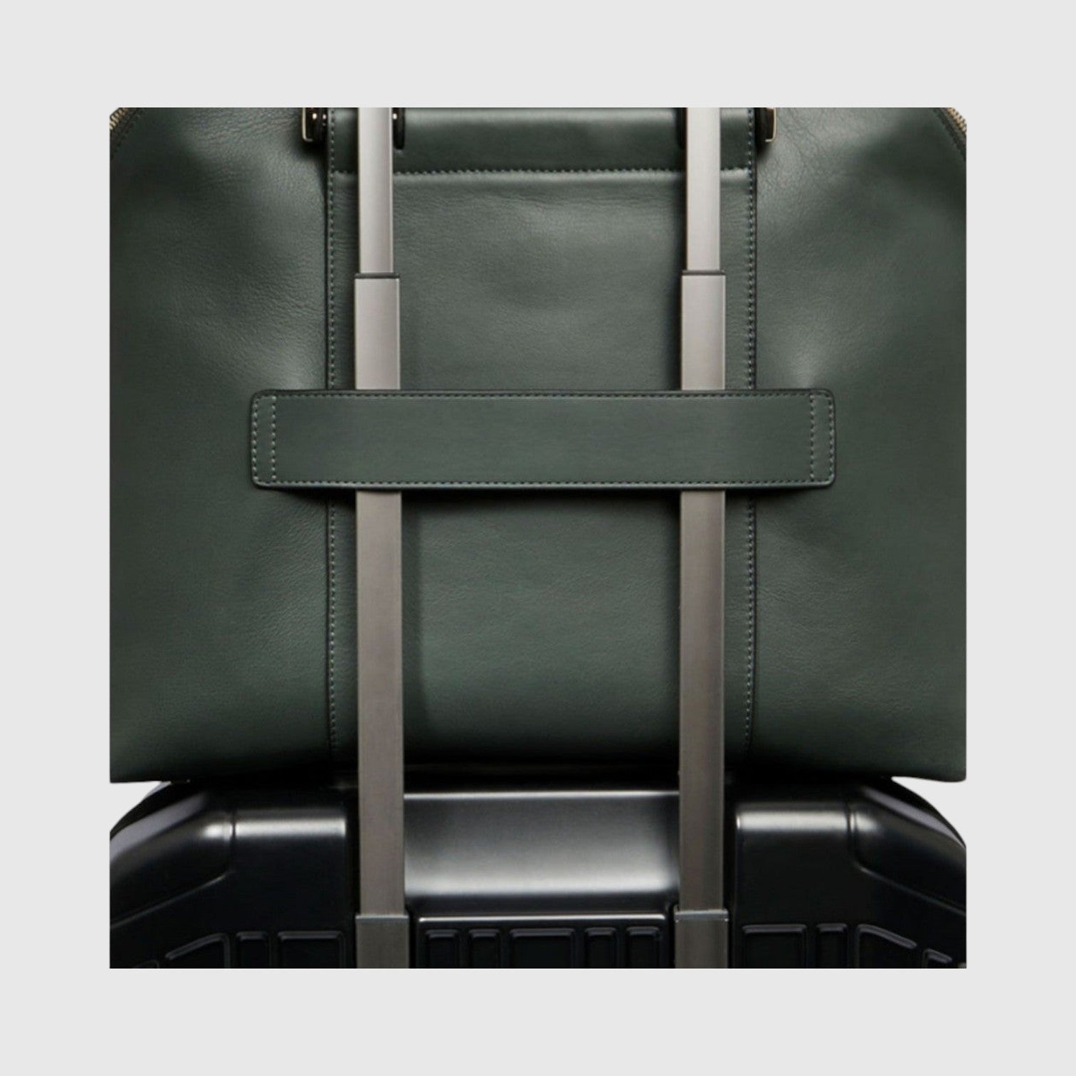Borsa professionale LIBUTTI in pelle verde scuro con fascia posteriore per aggancio a trolley da viaggio