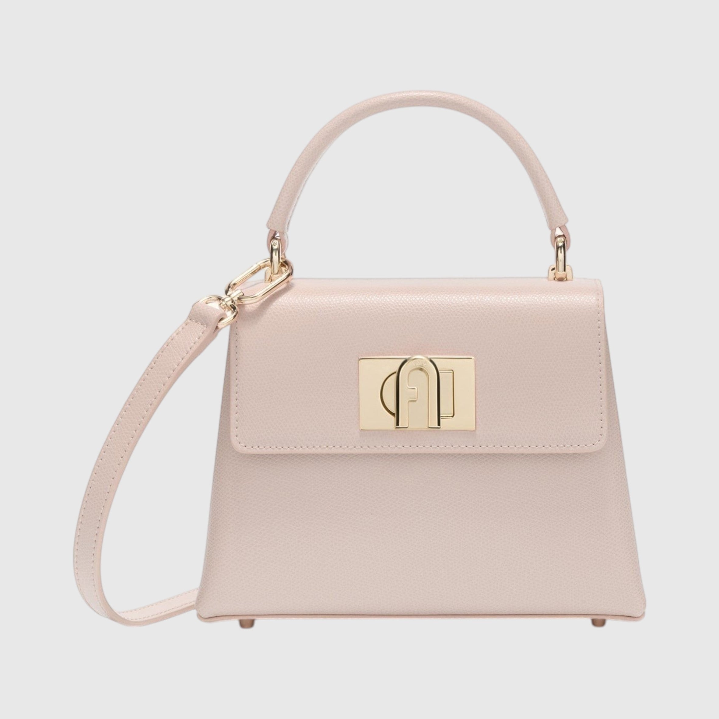Mini borsa a mano LIBUTTI Furla 1927 in pelle rosa granata con chiusura a girello dorata e logo Arco