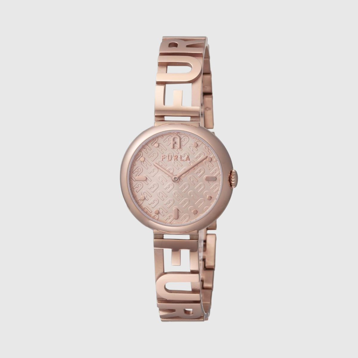 Orologio LIBUTTI Furla in acciaio color oro rosa con quadrante logato e cinturino a maglie con logo