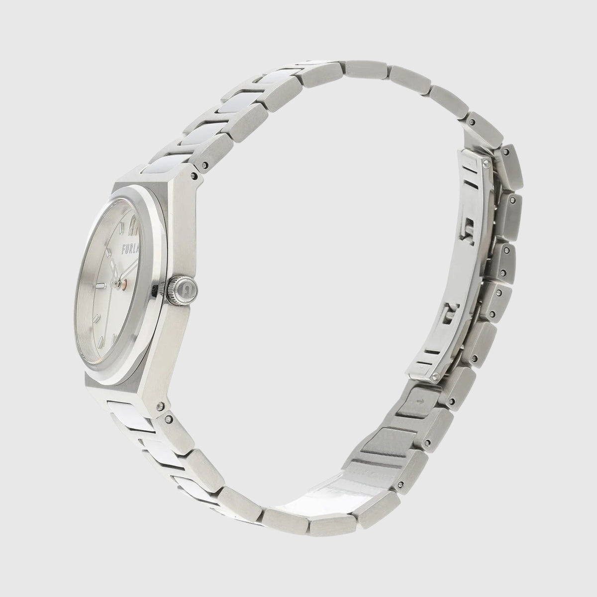 Orologio LIBUTTI Furla Tempo Mini con cassa 30mm e cinturino in acciaio argento, quadrante bianco minimalista