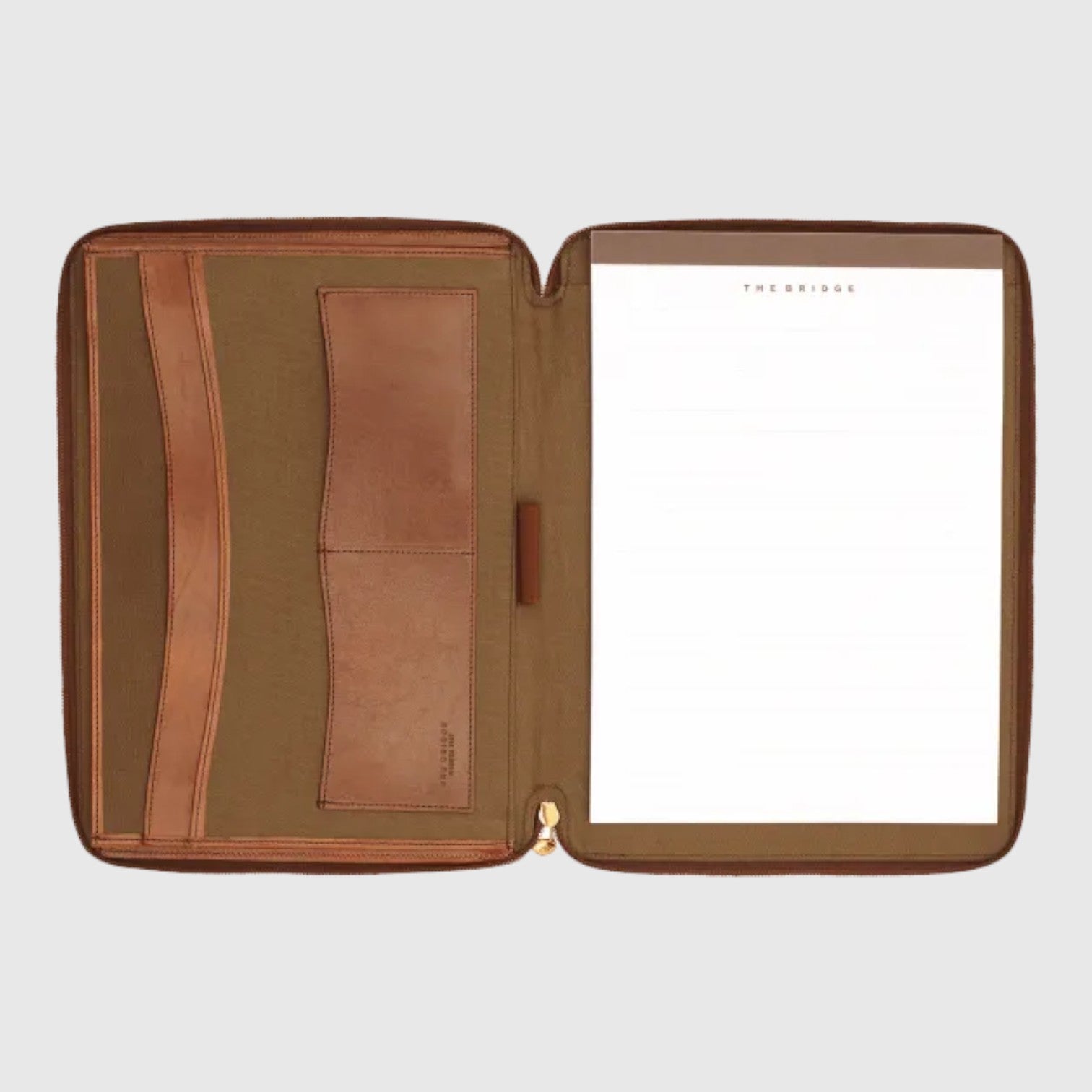 Portablocco A4 LIBUTTI in pelle marrone con scomparti interni per documenti e blocco note, design professionale