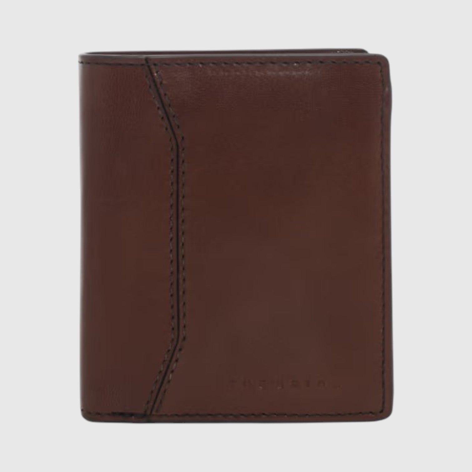 Portacarte LIBUTTI in pelle marrone con chiusura a zip e cuciture a vista