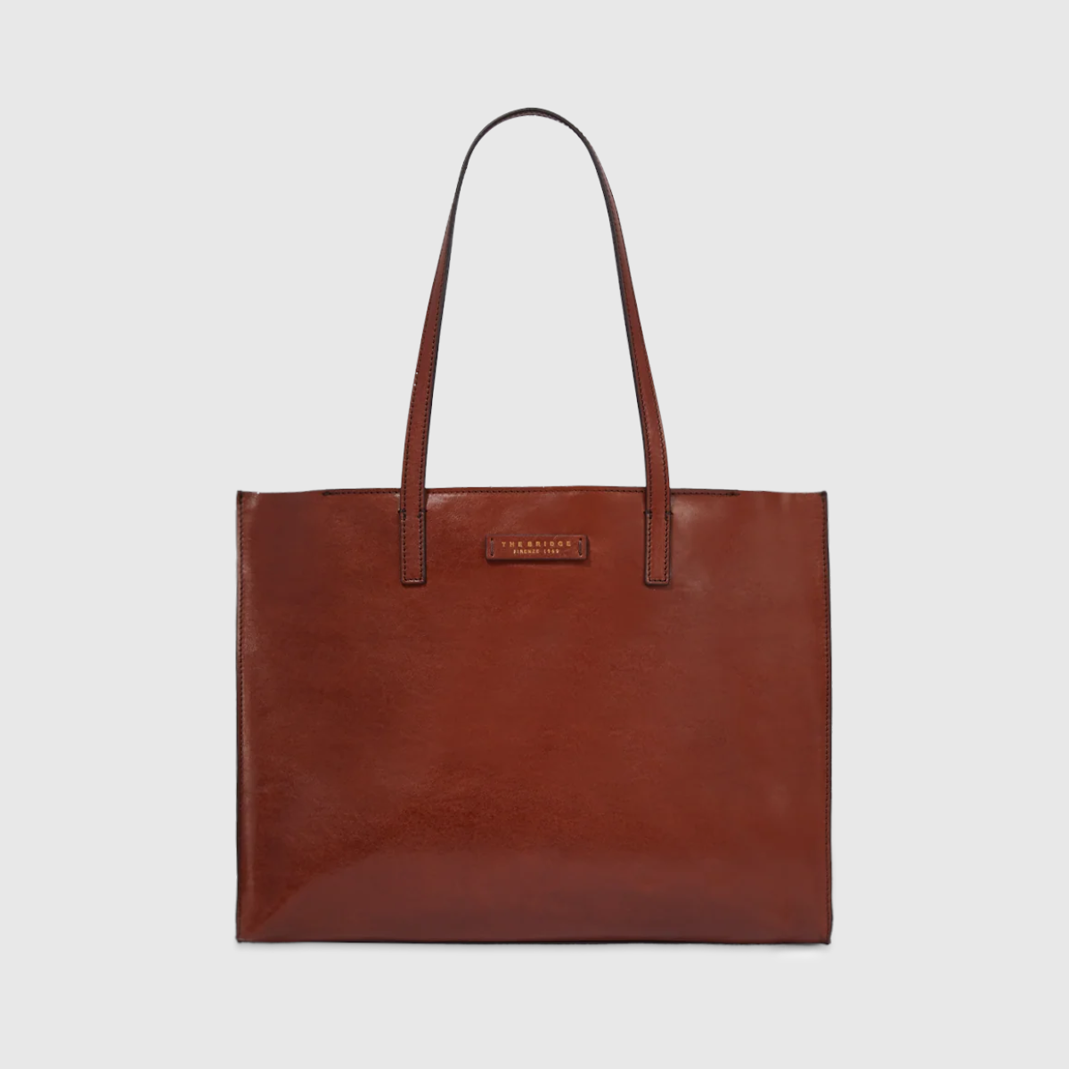 Borsa shopper LIBUTTI in pelle marrone sfoderata dal design minimalista ed elegante per uso professionale