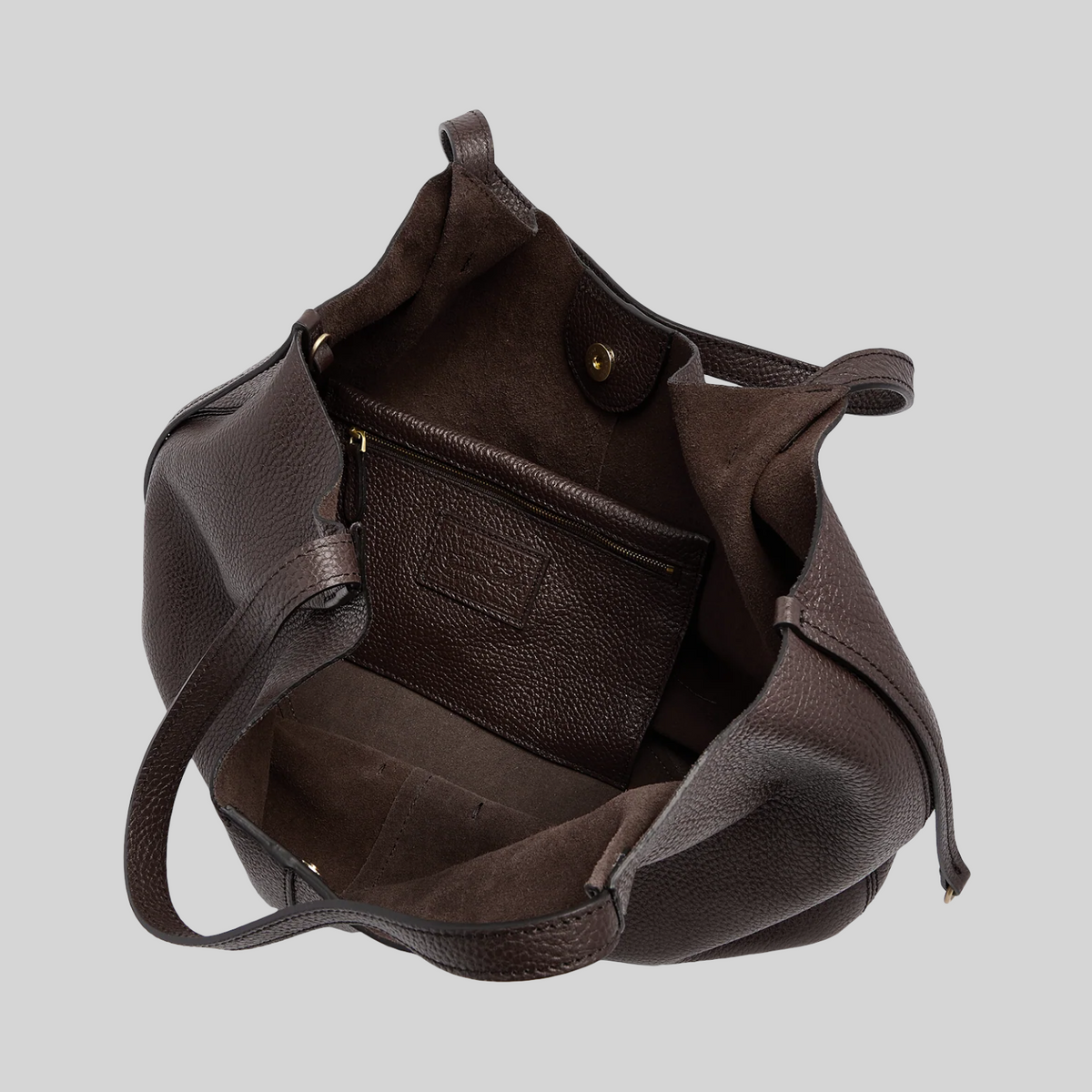 Borsa shopping LIBUTTI in pelle martellata marrone con interno spazioso e tasca interna