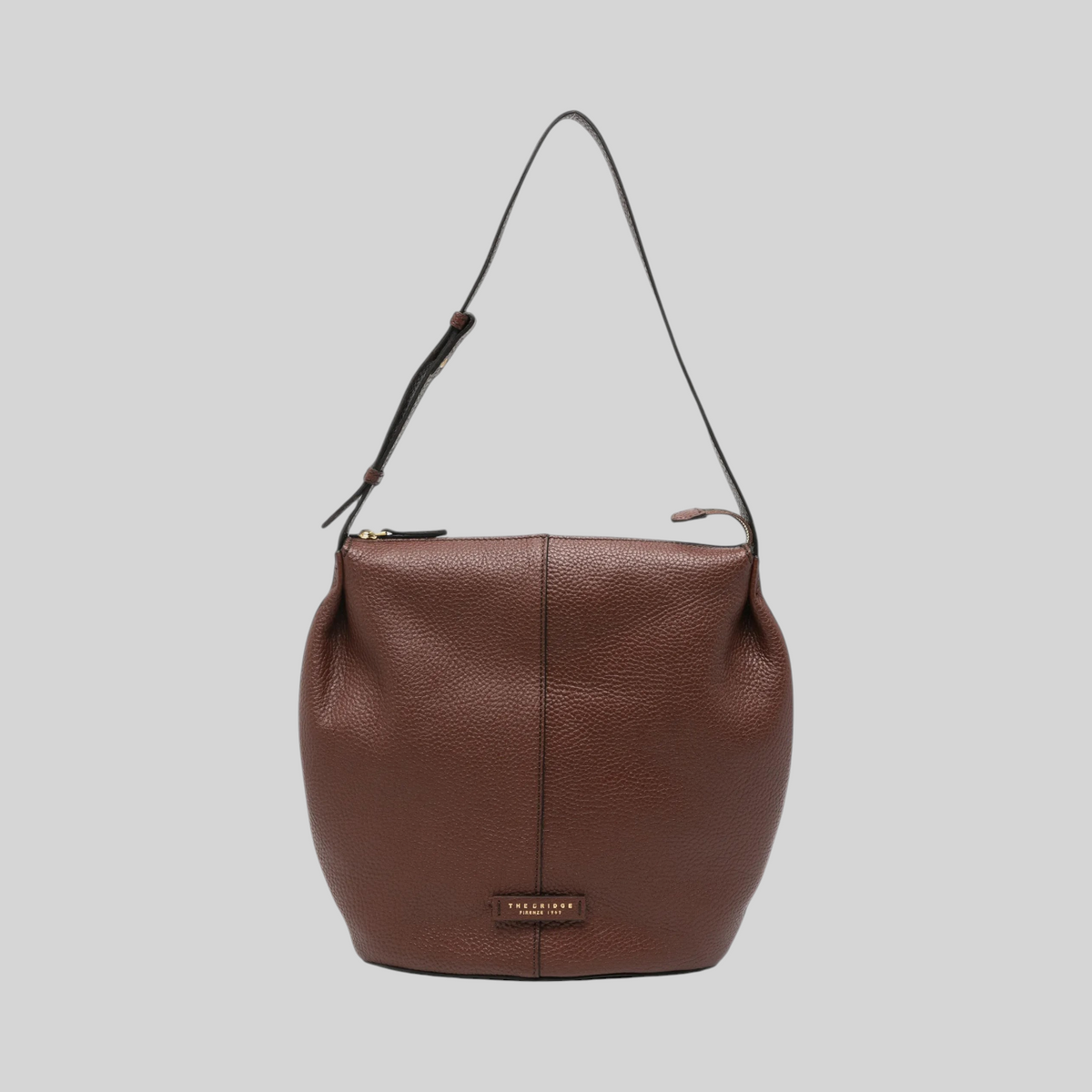 Borsa hobo LIBUTTI in pelle marrone martellata con tracolla regolabile e dettagli in metallo dorato