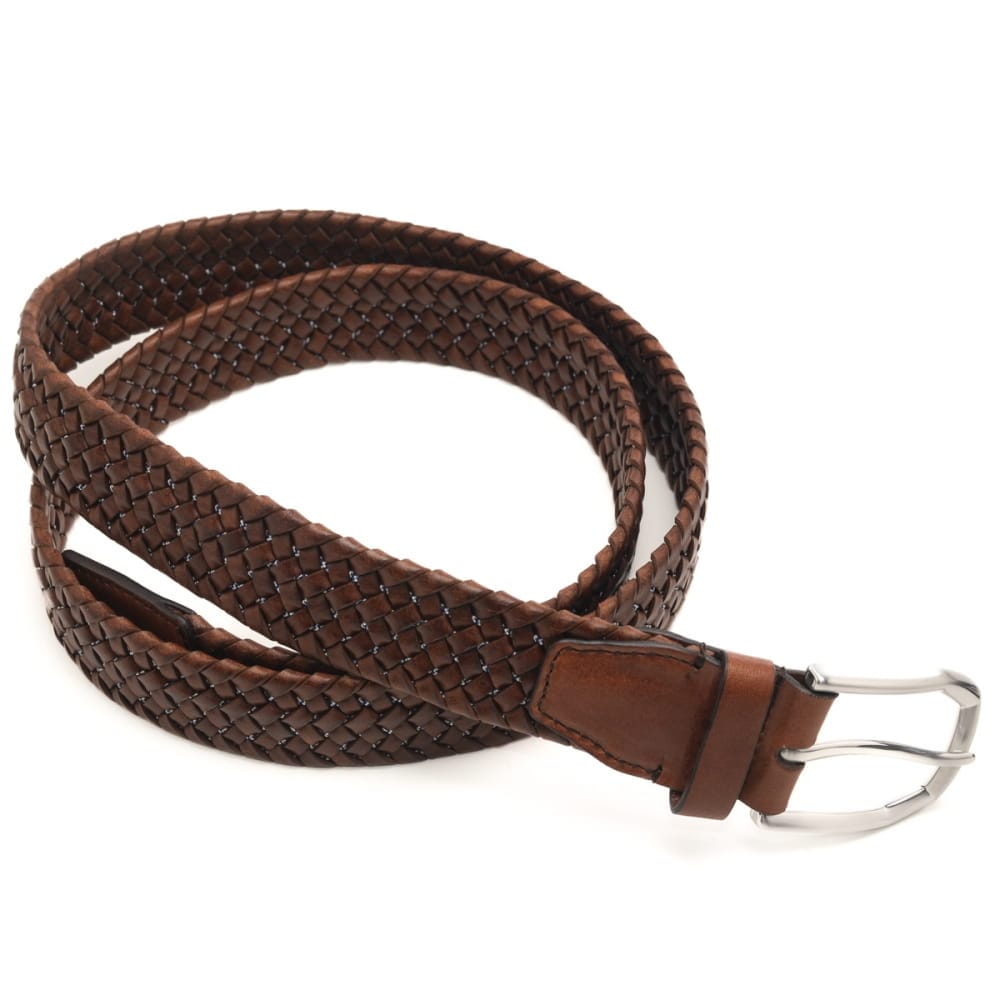 cintura da uomo in pelle con design a intreccio