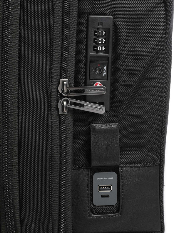 Cartella trolley porta pc e porta iPad® in tessuto e pelle