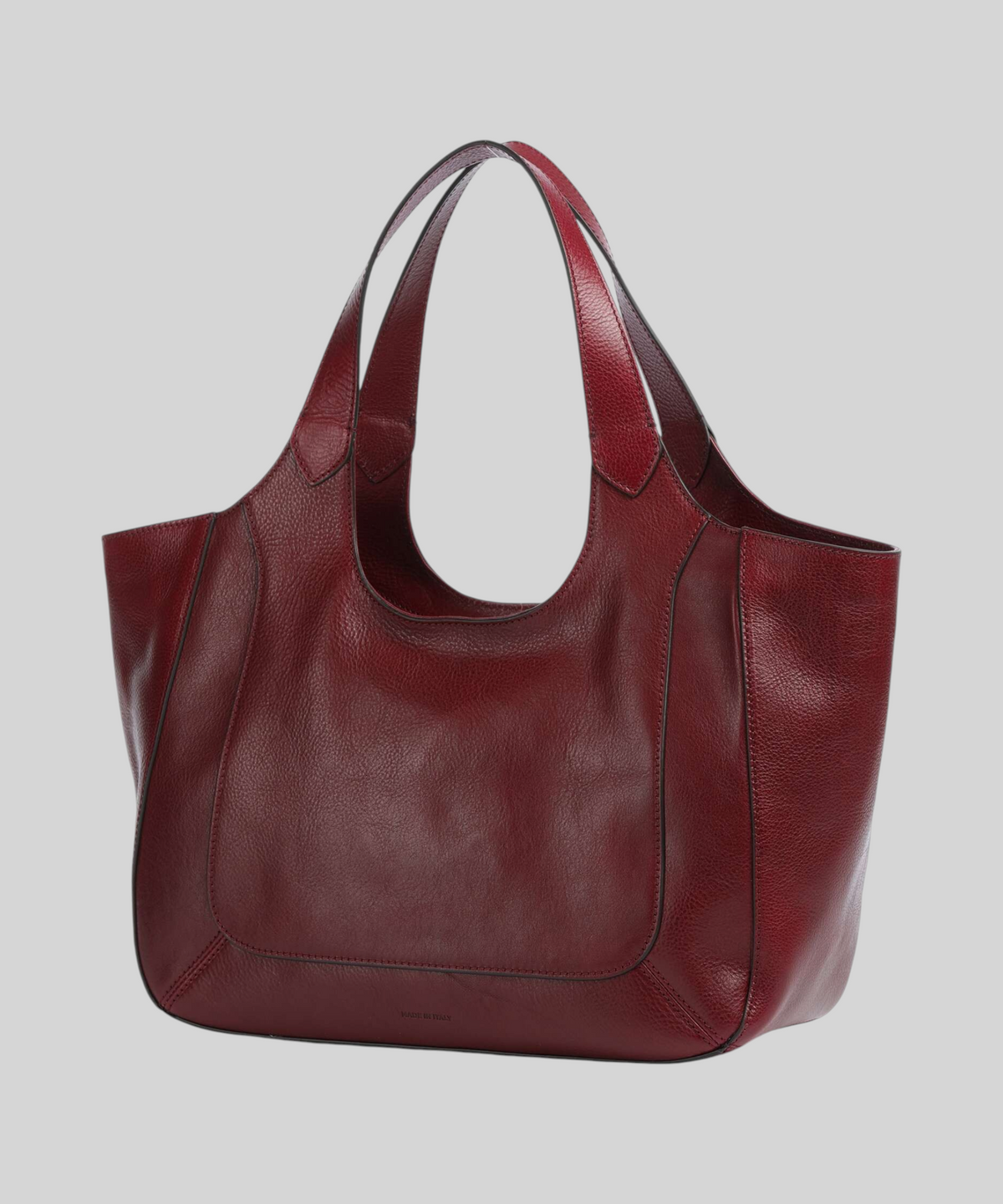 Borsa a spalla LIBUTTI The Bridge linea Luce in pelle granulata color bordeaux con design morbido e manici ampi