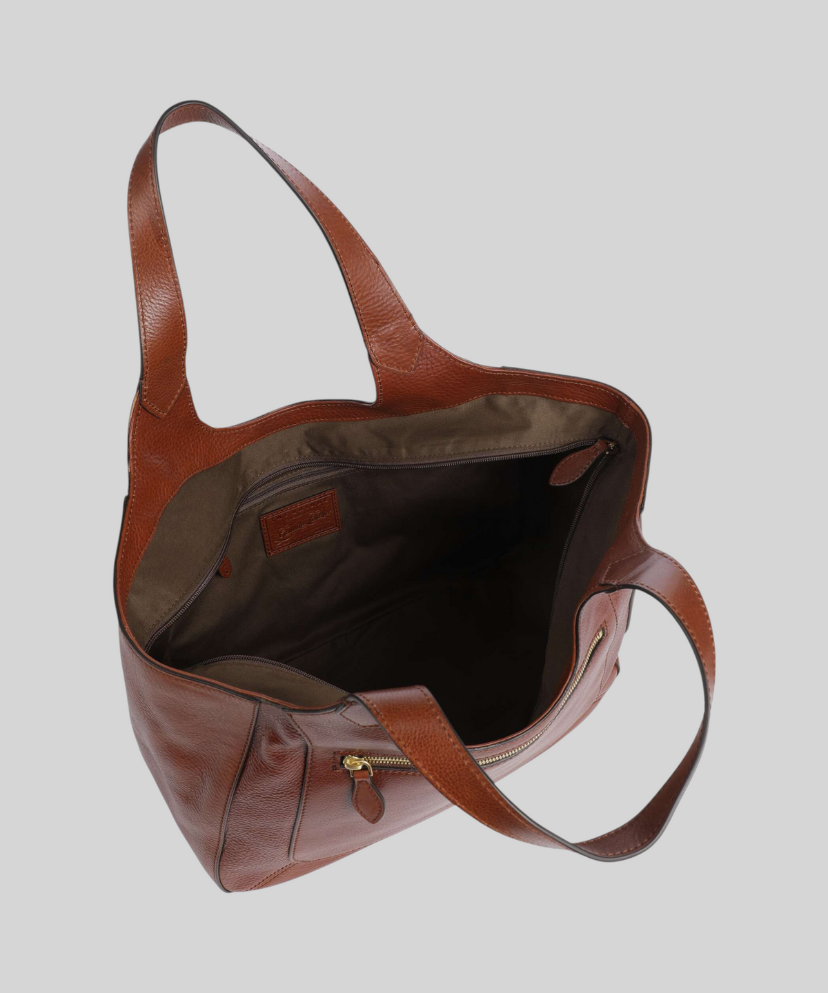 Borsa LIBUTTI The Bridge linea Luce in pelle marrone granulata con manici e interno spazioso