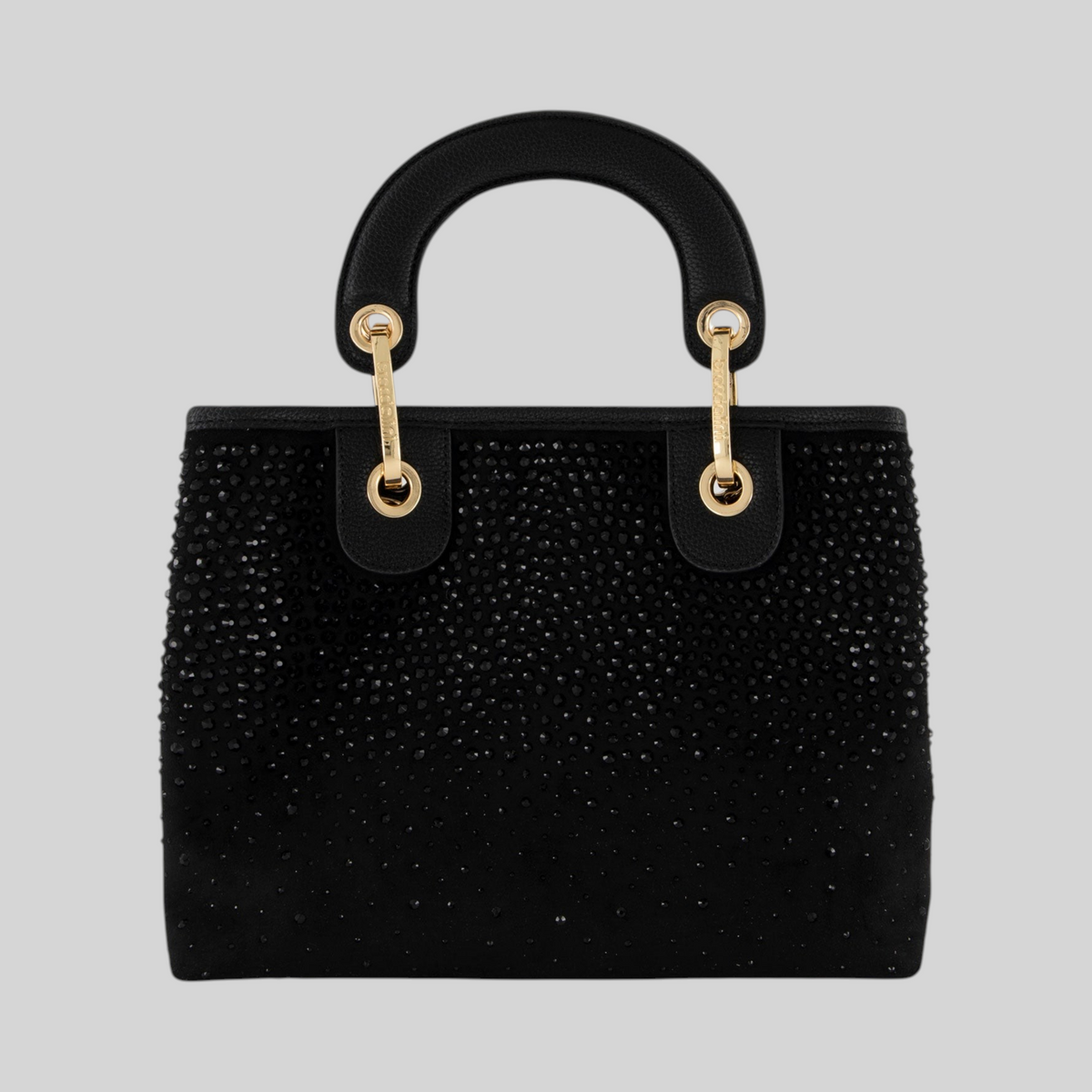 Borsa LIBUTTI Braccialini Beth nera con strass, manici rigidi e dettagli in metallo dorato
