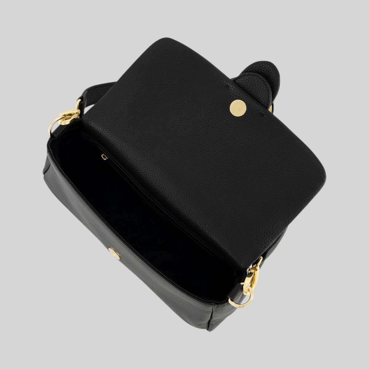 Borsa a spalla LIBUTTI Braccialini Baroque in pelle nera con interno spazioso e dettagli in metallo dorato