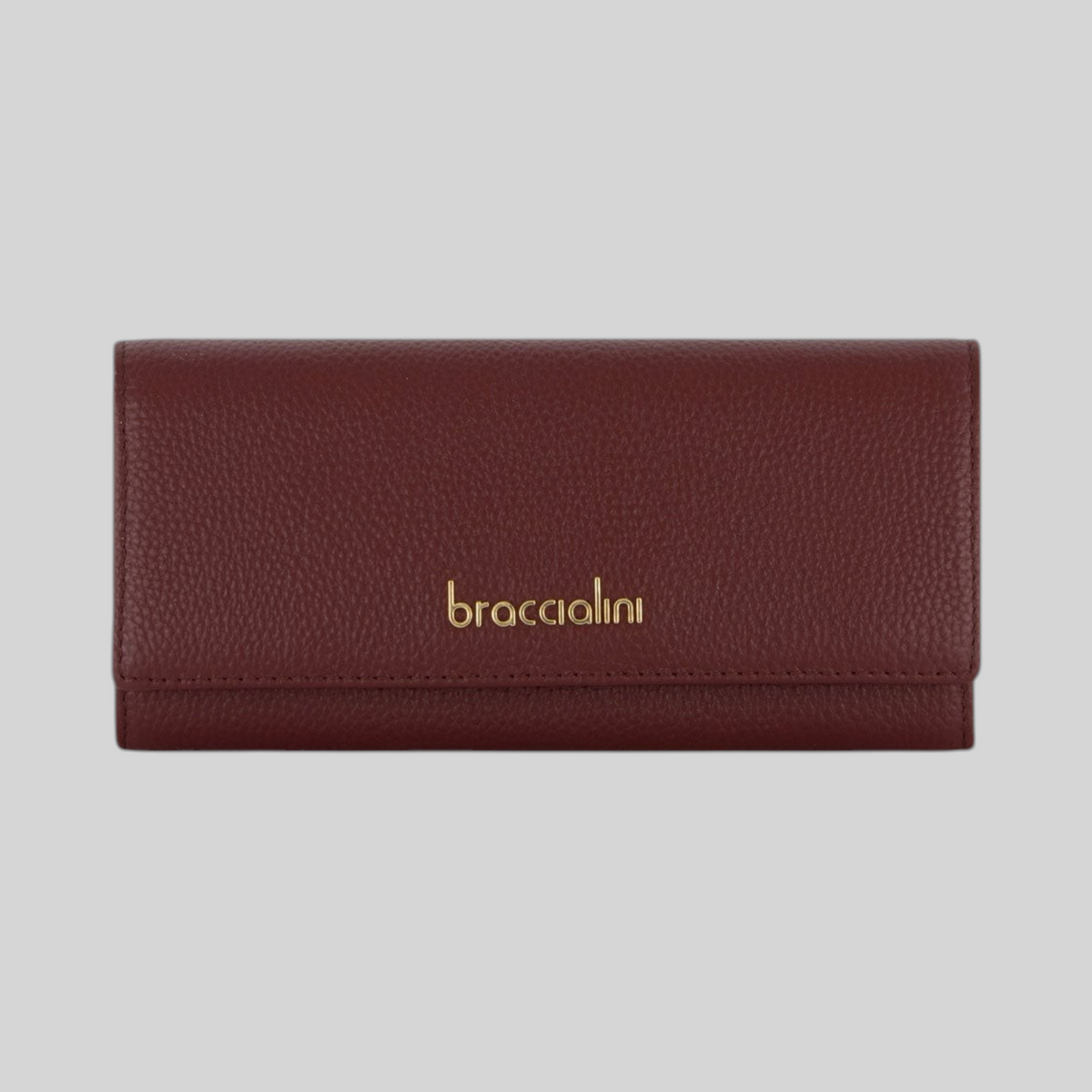 Portafoglio LIBUTTI Braccialini Basic in pelle bordeaux con logo dorato e design minimalista