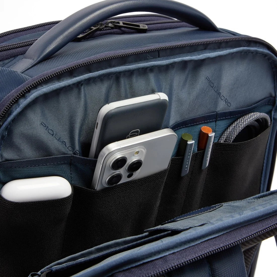 Zaino 3 comparti porta PC 17" in tessuto e pelle