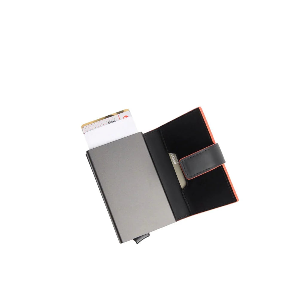Porta carte di credito in metallo e pelle Audi