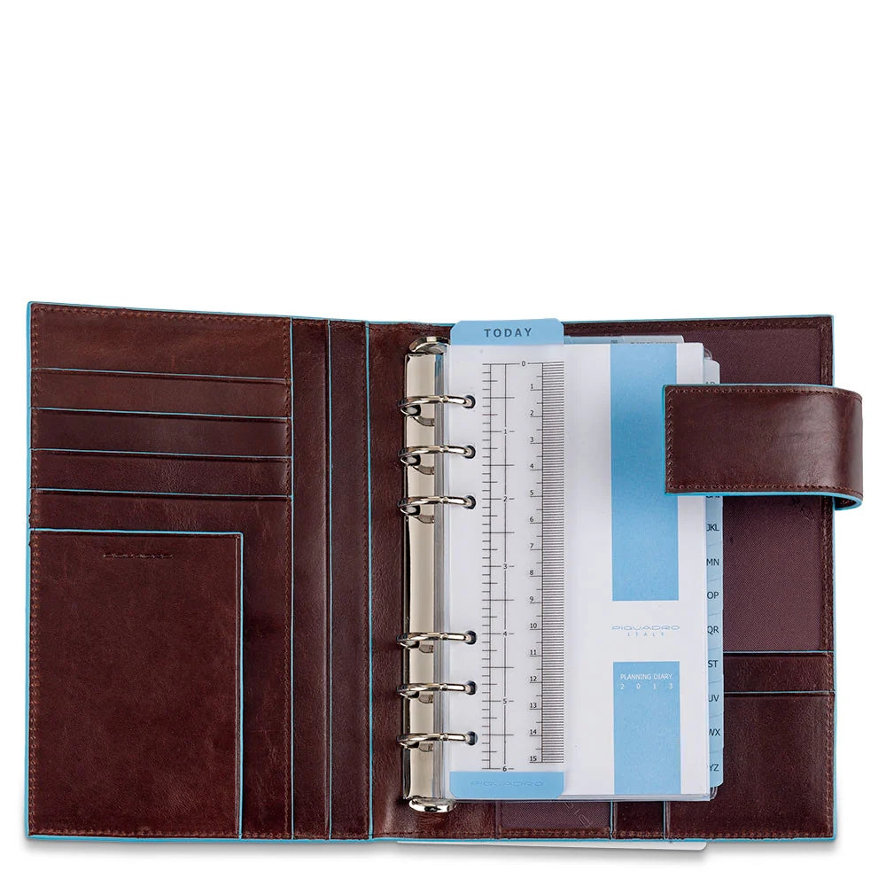 Agenda organizer in pelle con porta penne