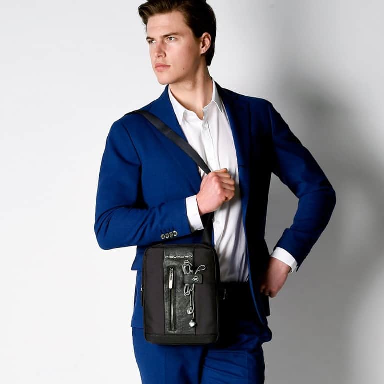 Borsello Piquadro uomo porta iPad pelle e tessuto