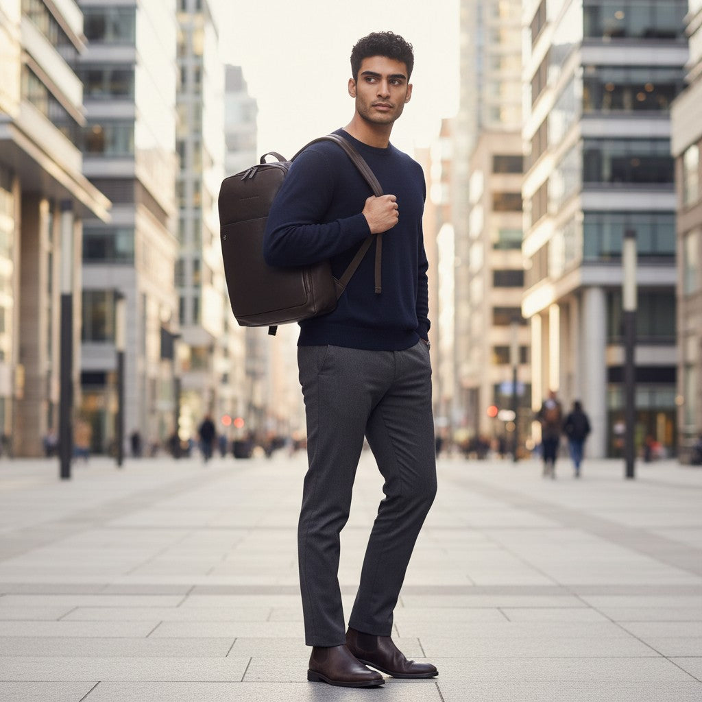 Zaino in pelle porta PC 15,6'' con fast check