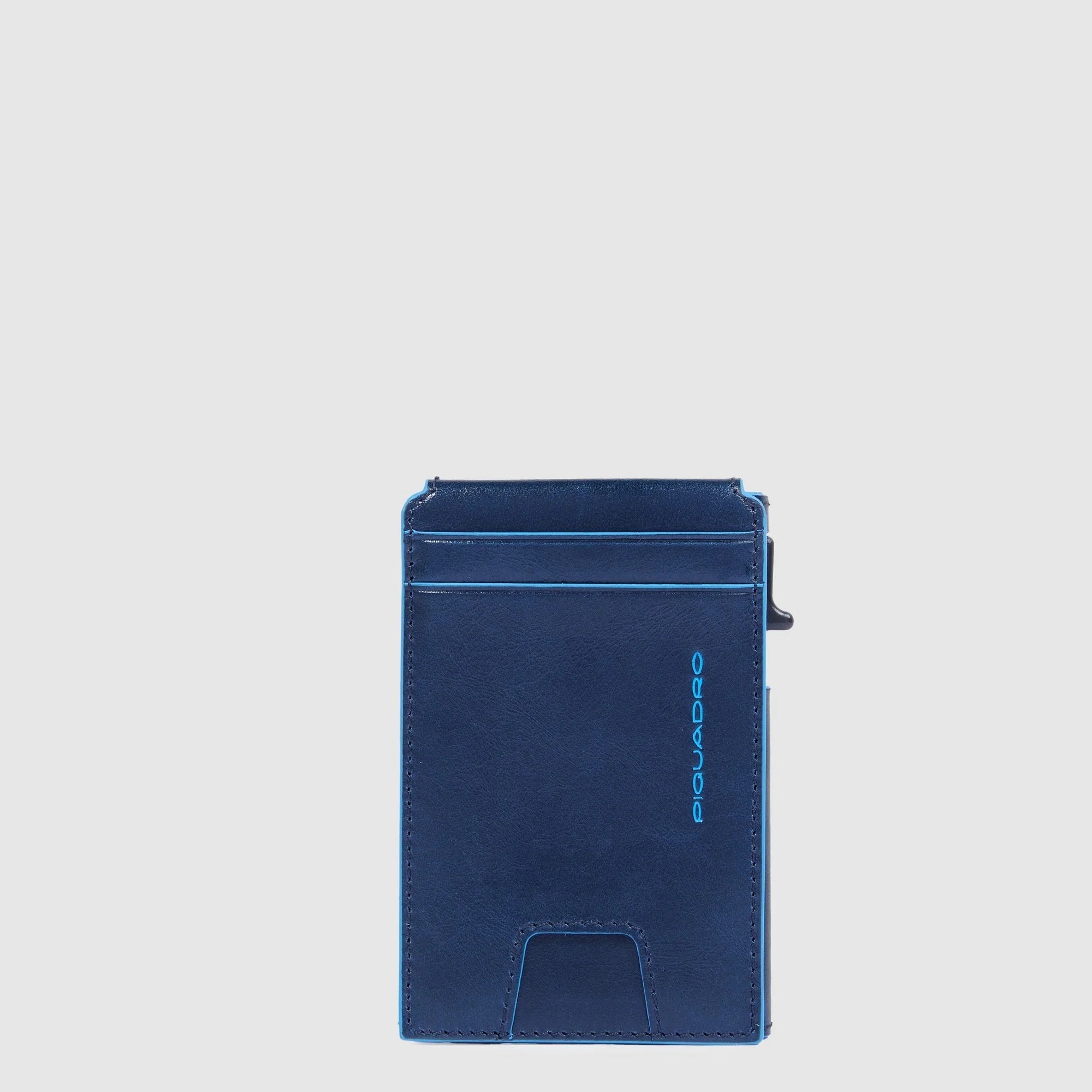 Porta carte di credito,pelle meccanismo in metallo