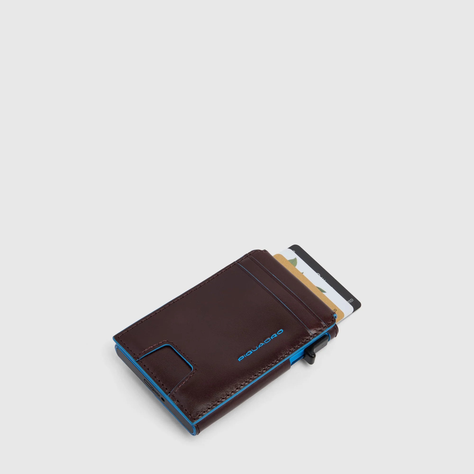 Porta carte di credito,pelle meccanismo in metallo