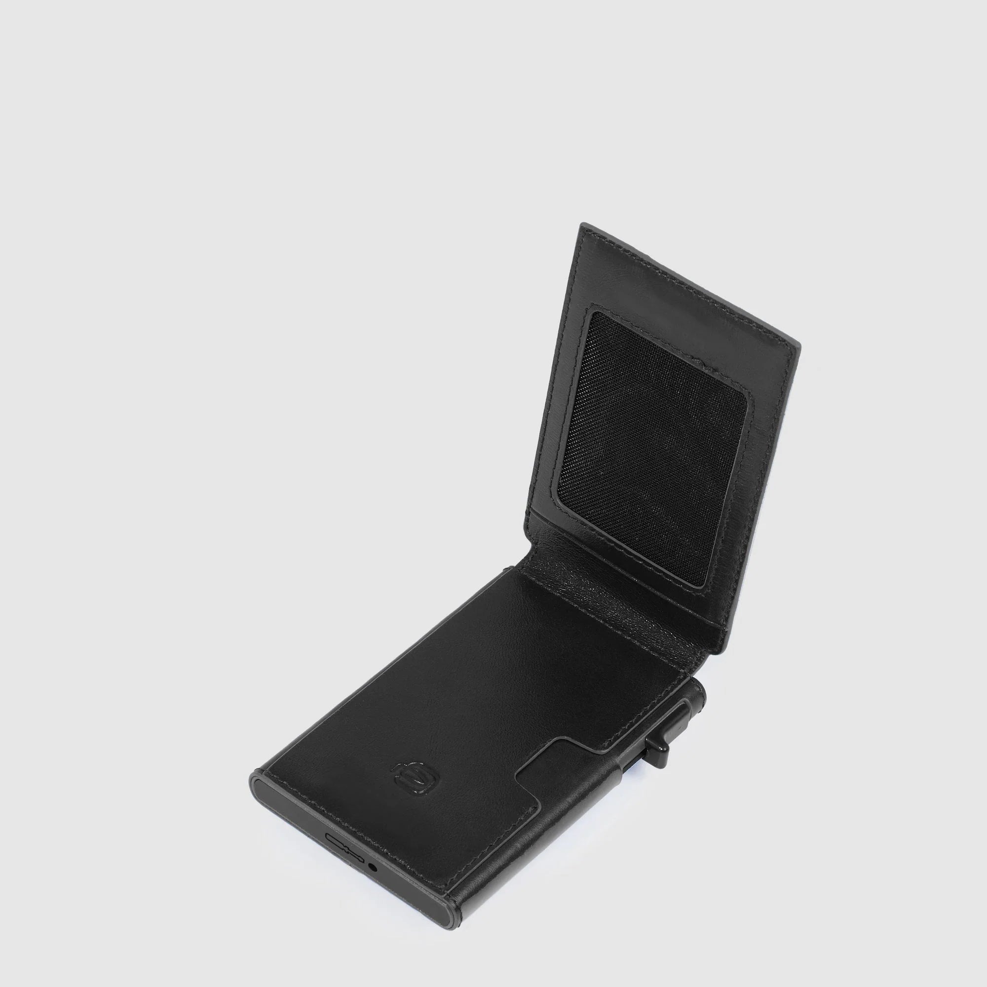 Porta carte di credito,pelle meccanismo in metallo