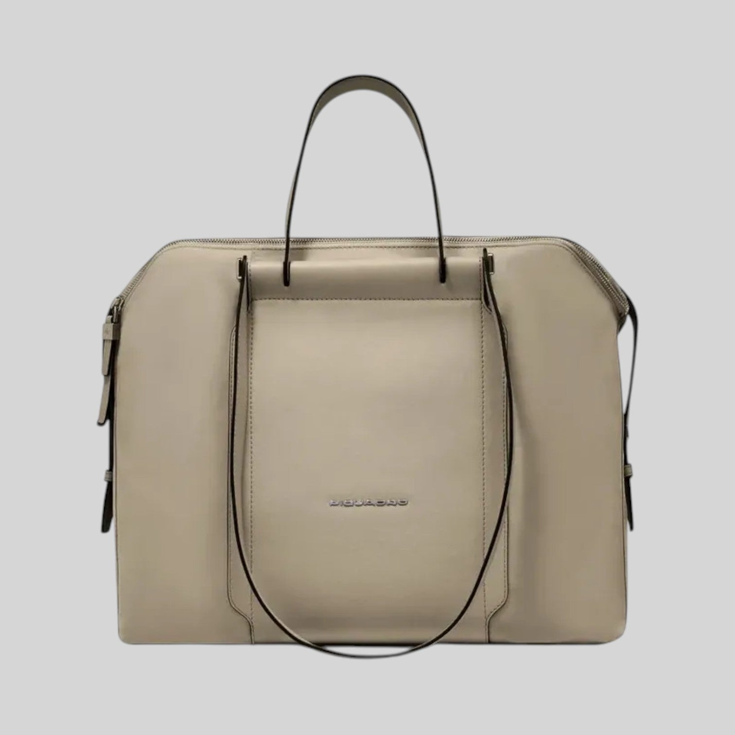 Borsa 3 comparti in pelle e tessuto