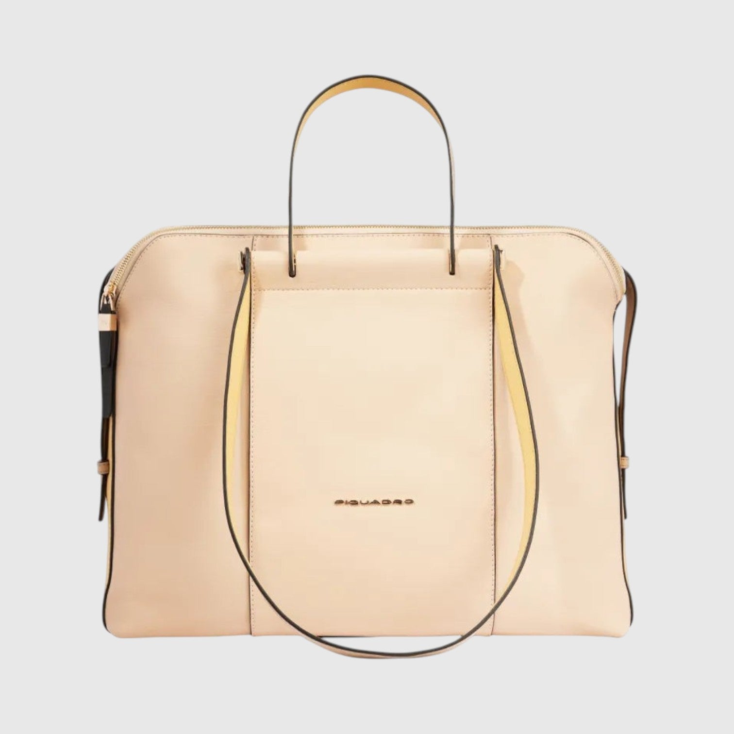 Borsa professionale LIBUTTI in pelle beige per PC 14 pollici con tre scomparti interni e tracolla regolabile
