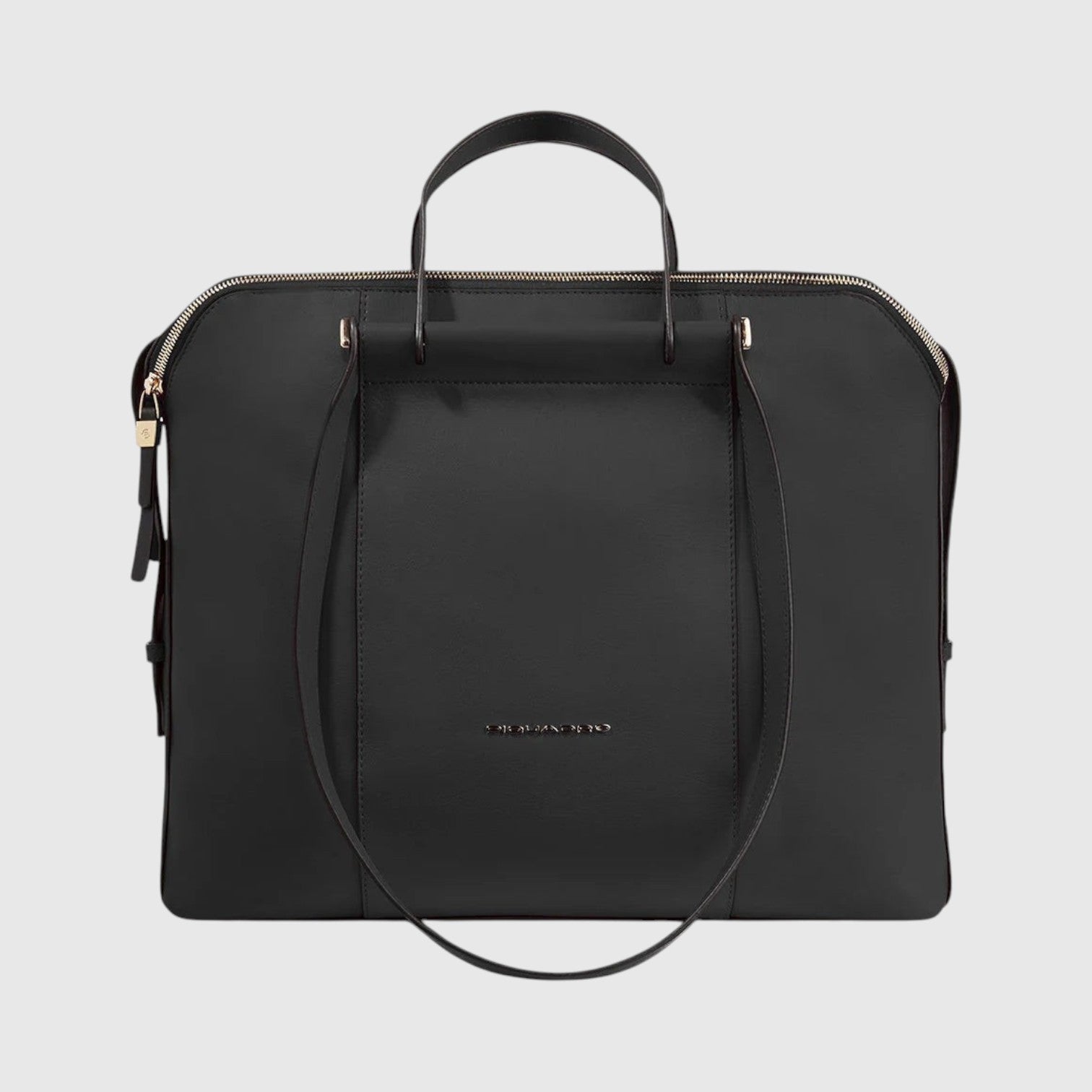 Borsa professionale LIBUTTI in pelle nera per pc 14 pollici con tre scomparti e design elegante