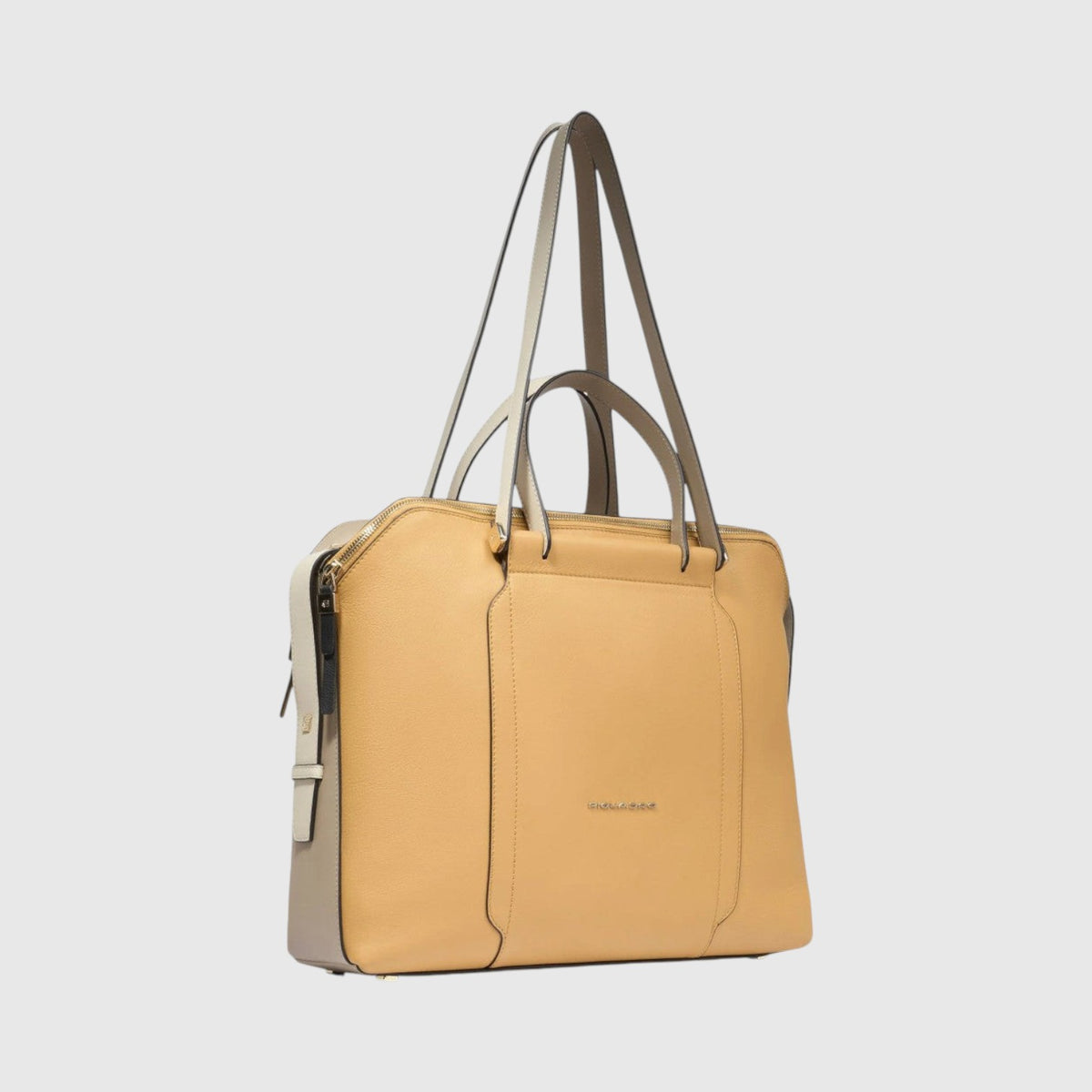 Borsa professionale LIBUTTI in pelle color ocra con scomparti imbottiti per laptop 14 pollici e iPad