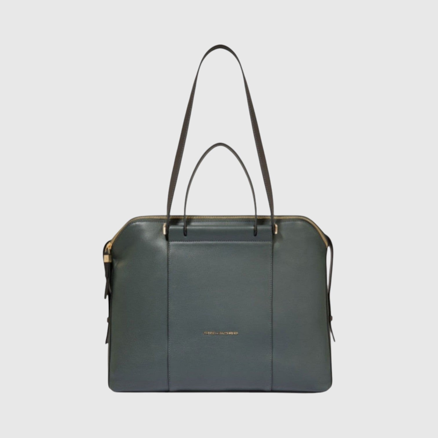 Borsa professionale LIBUTTI in pelle verde scuro per PC 14 pollici con tre scomparti e manici ergonomici