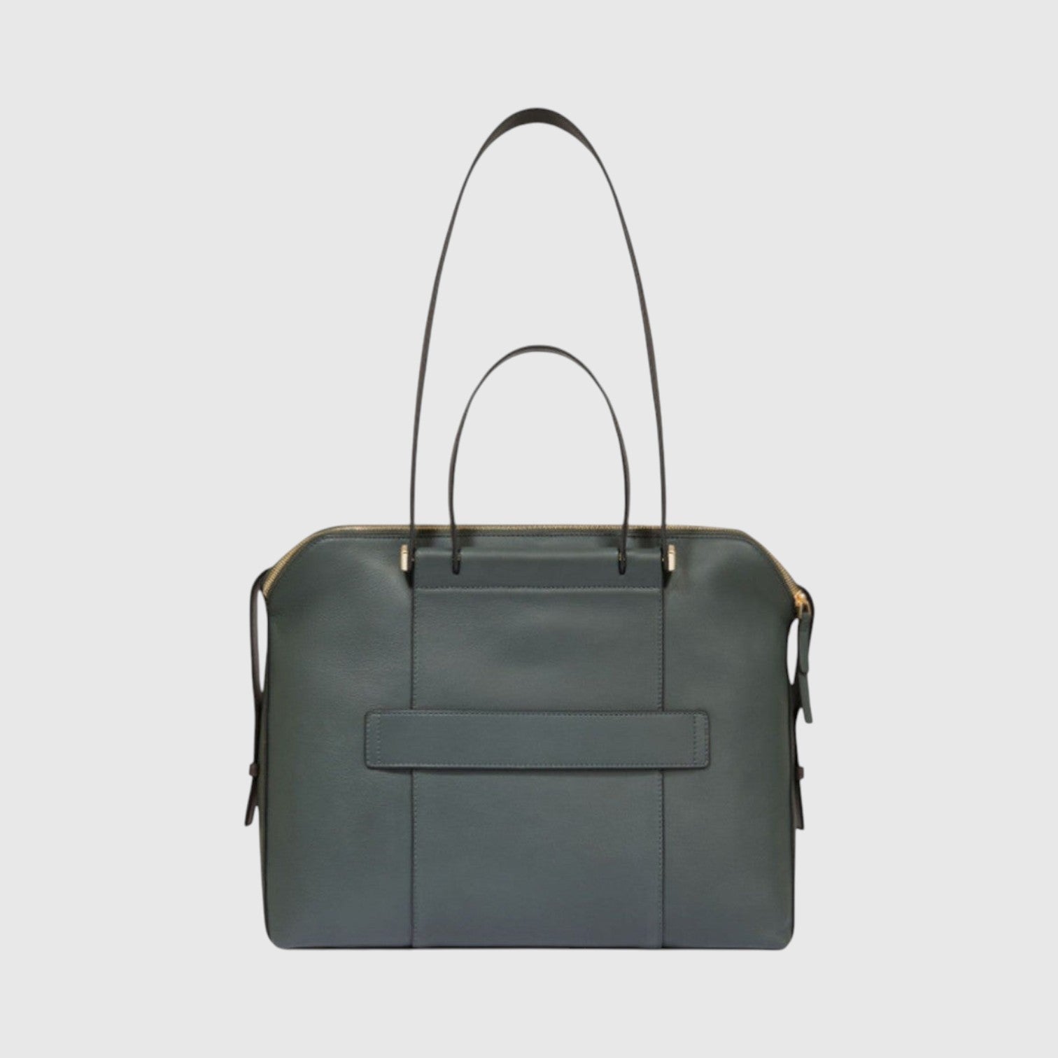 Borsa professionale LIBUTTI in pelle verde con tre scomparti, porta PC 14 pollici e tracolla regolabile
