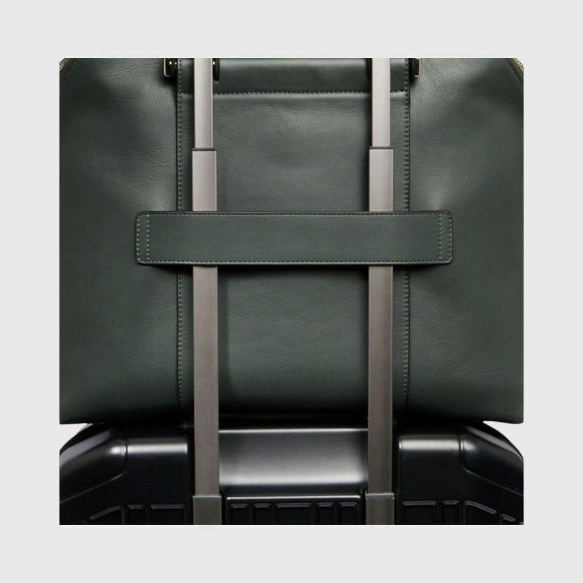 Borsa professionale LIBUTTI in pelle verde scuro con fascia posteriore per aggancio a trolley da viaggio