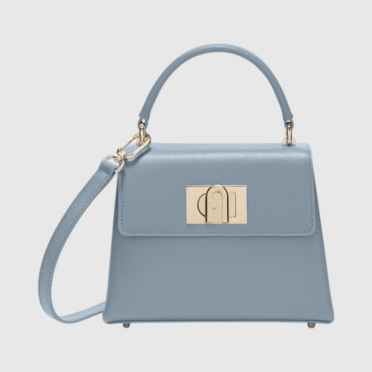 Mini borsa a mano LIBUTTI Furla 1927 in pelle azzurra granata con chiusura a girello dorata e tracolla rimovibile