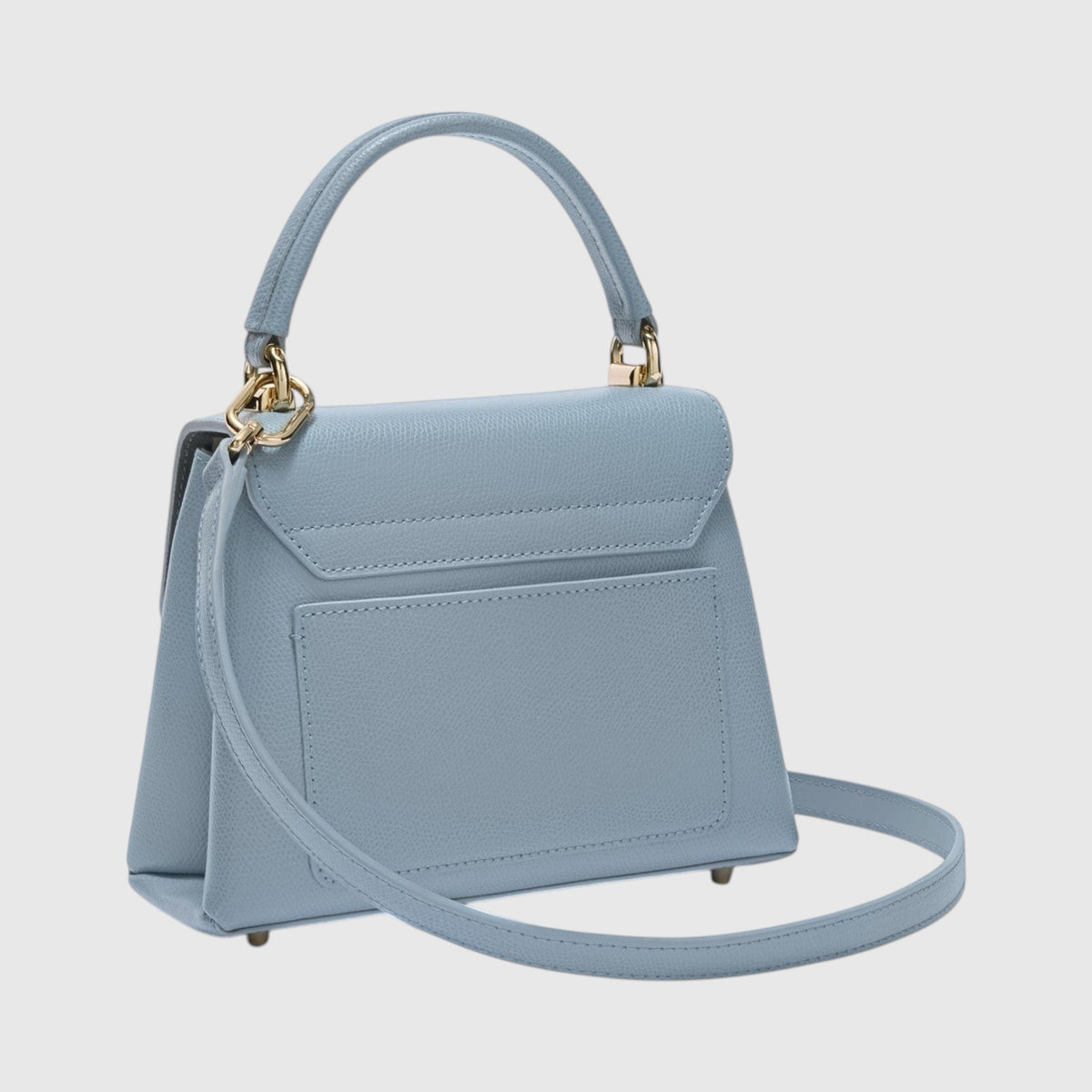Mini borsa a mano LIBUTTI Furla 1927 in pelle azzurra granata con tracolla rimovibile e dettagli metallici dorati