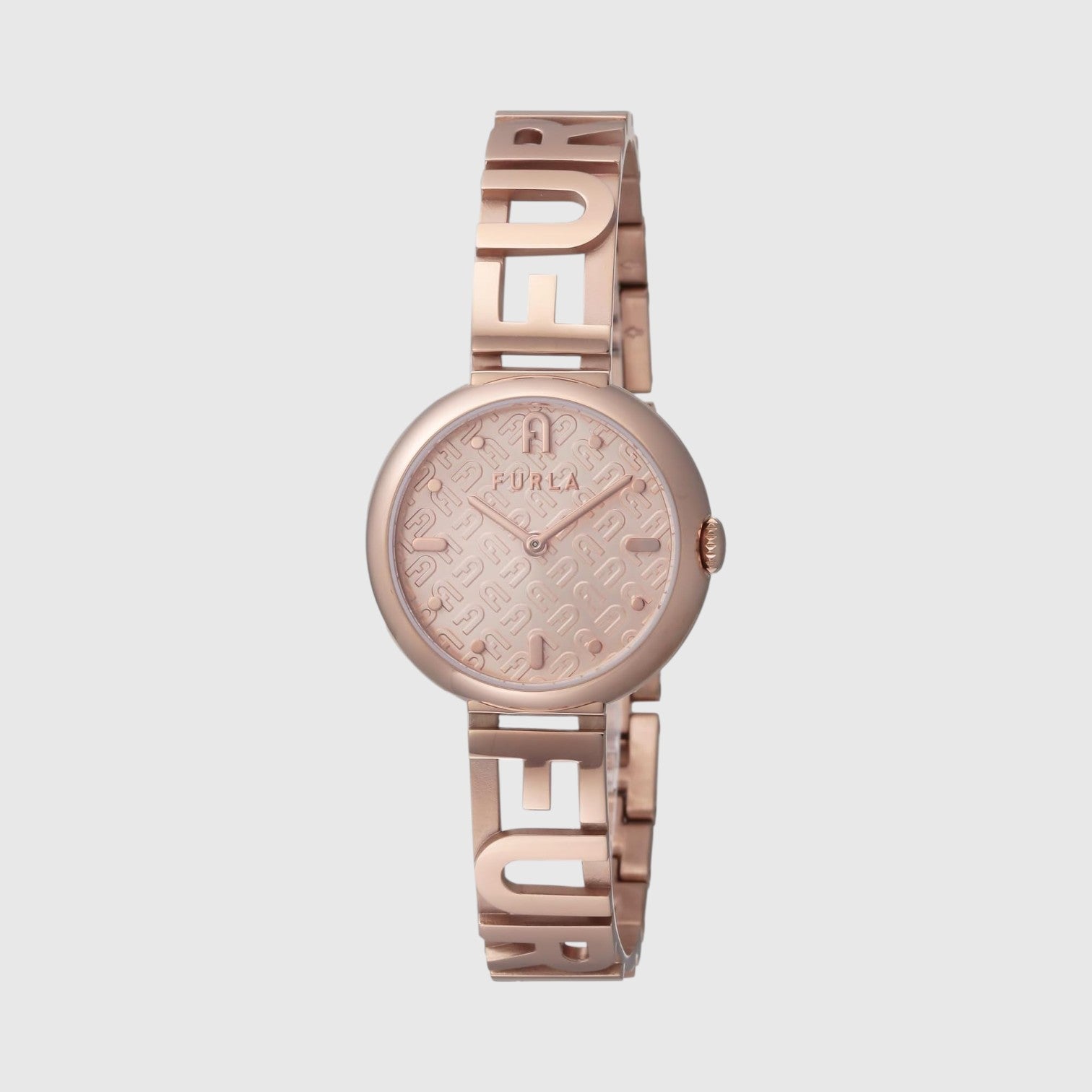 Orologio LIBUTTI Furla in acciaio color oro rosa con quadrante logato e cinturino a maglie con logo
